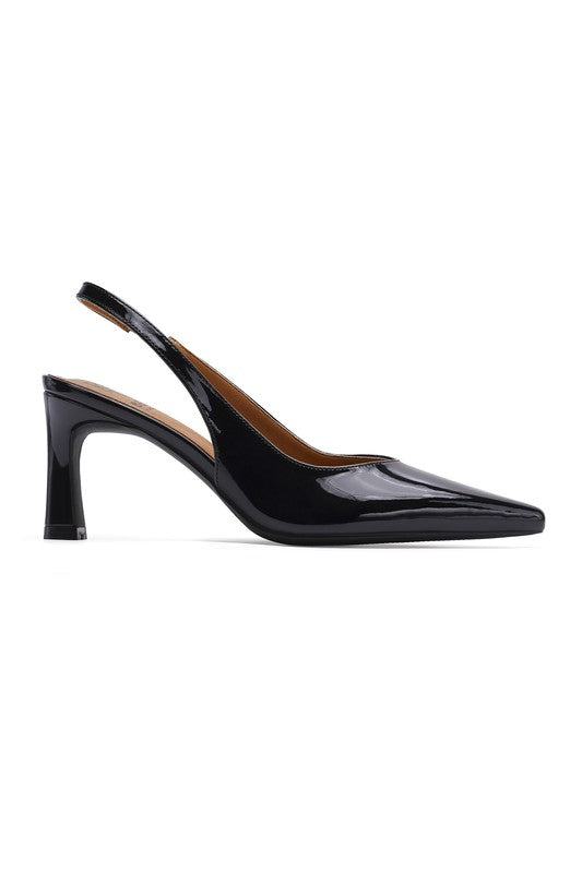 Pointed Toe Slingback Heel in Black