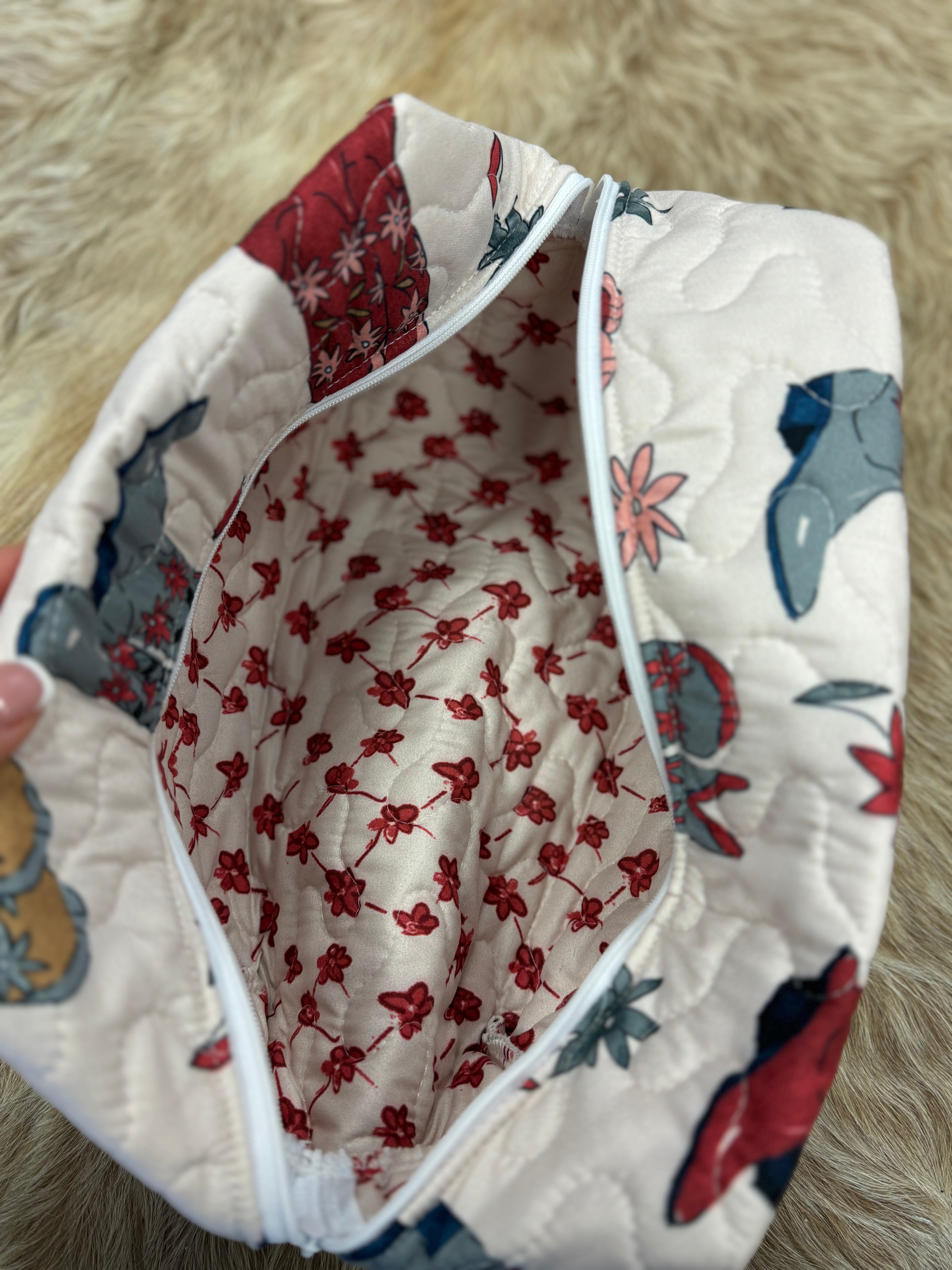 Daisy Boots Quilted Makeup Bag