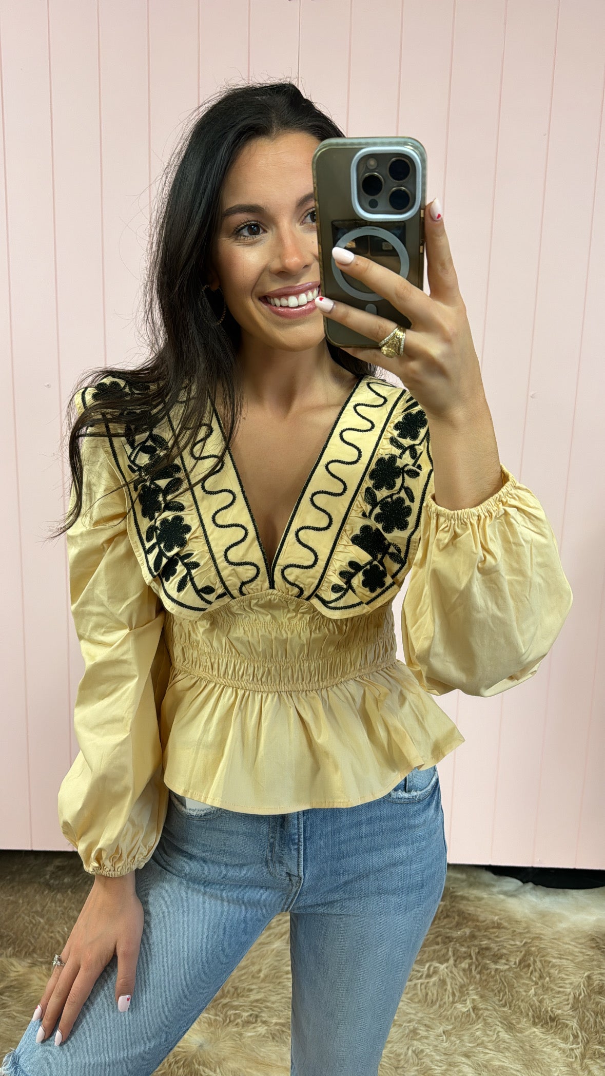 Cream Peplum Top