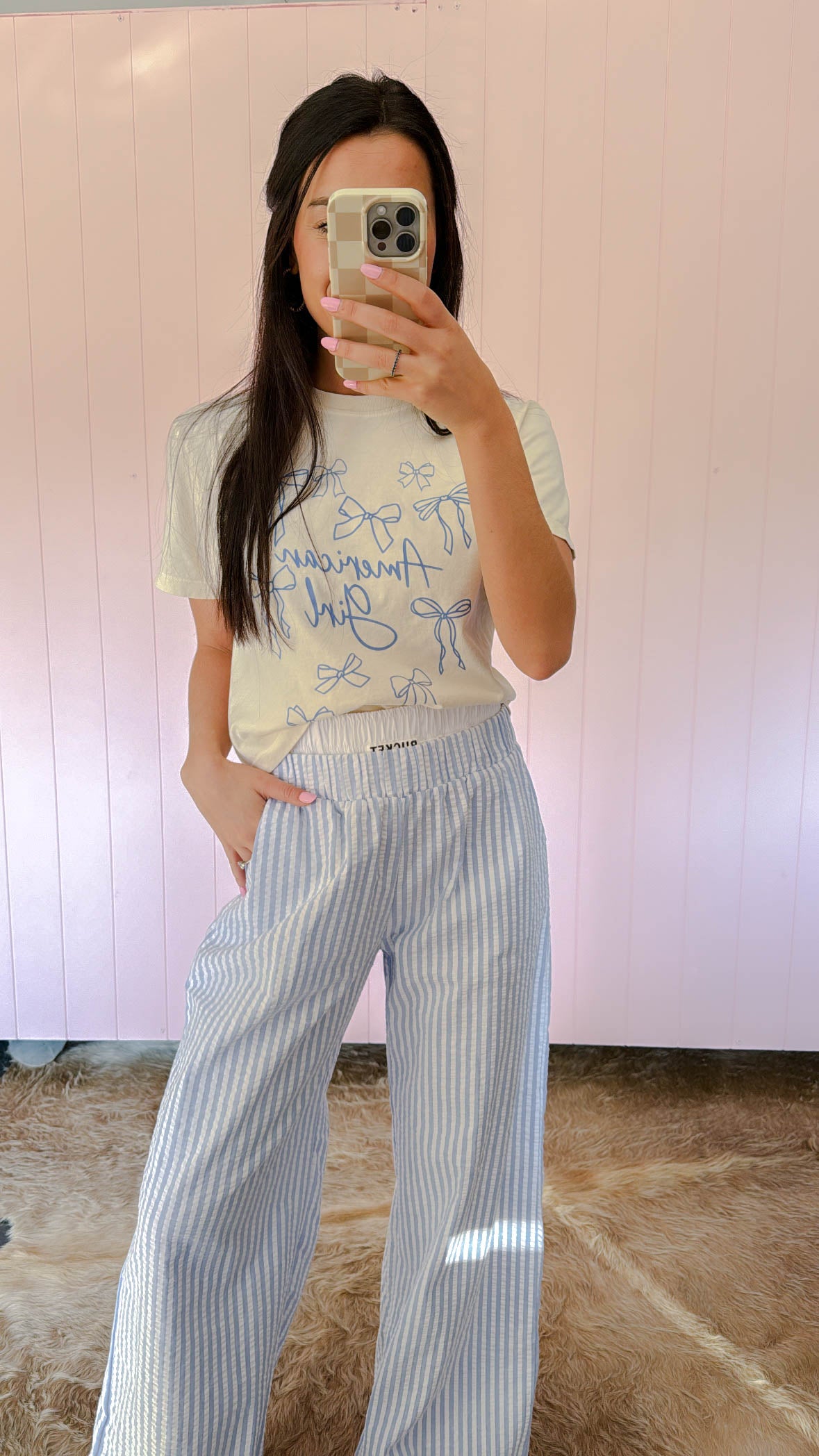 Striped Boxer Pants in Sky Blue