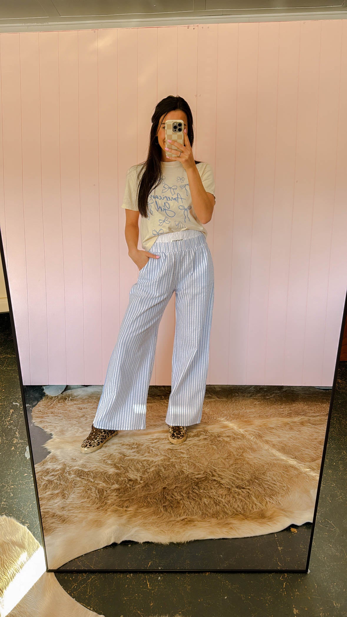 Striped Boxer Pants in Sky Blue