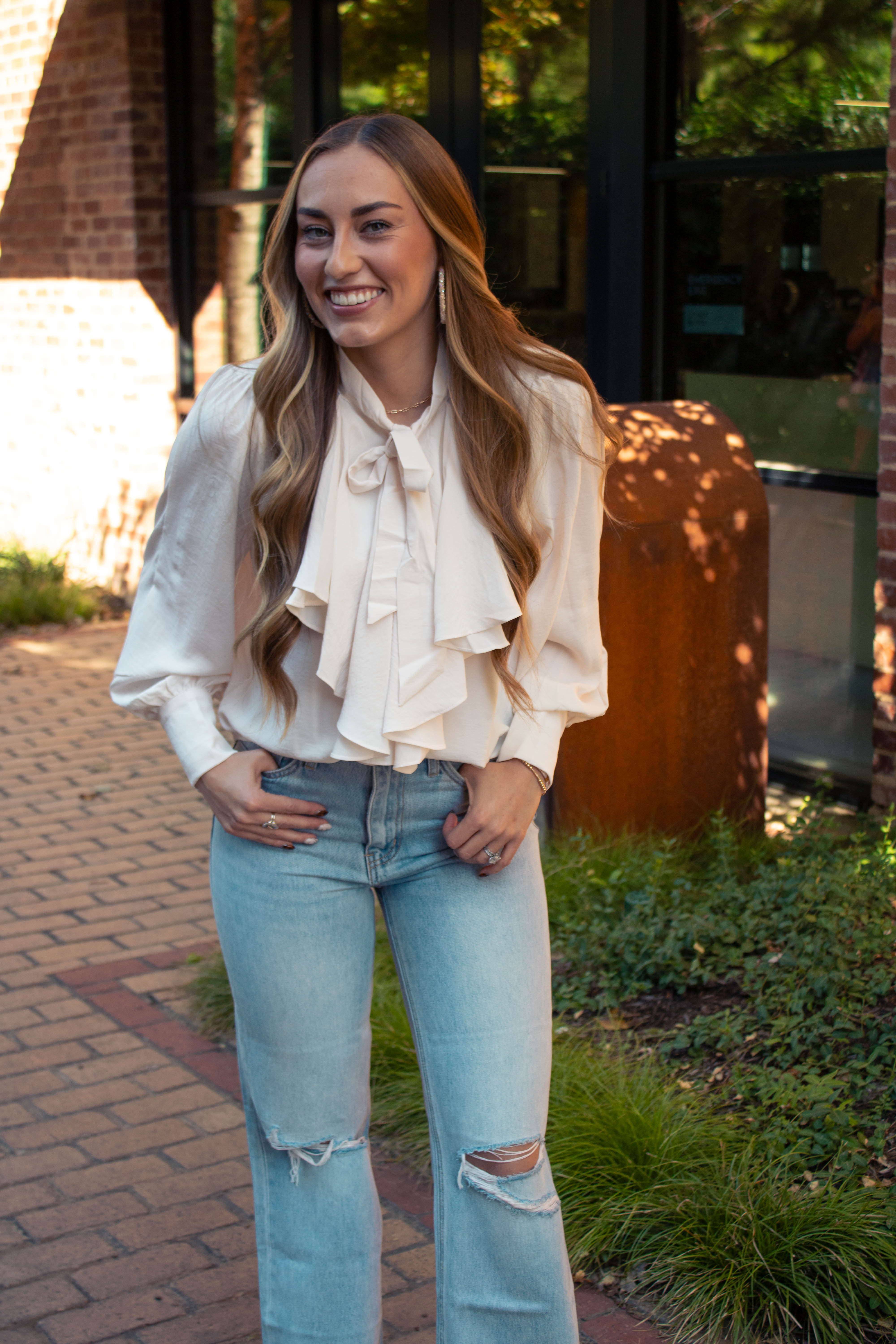 Tie Ruffle Blouse