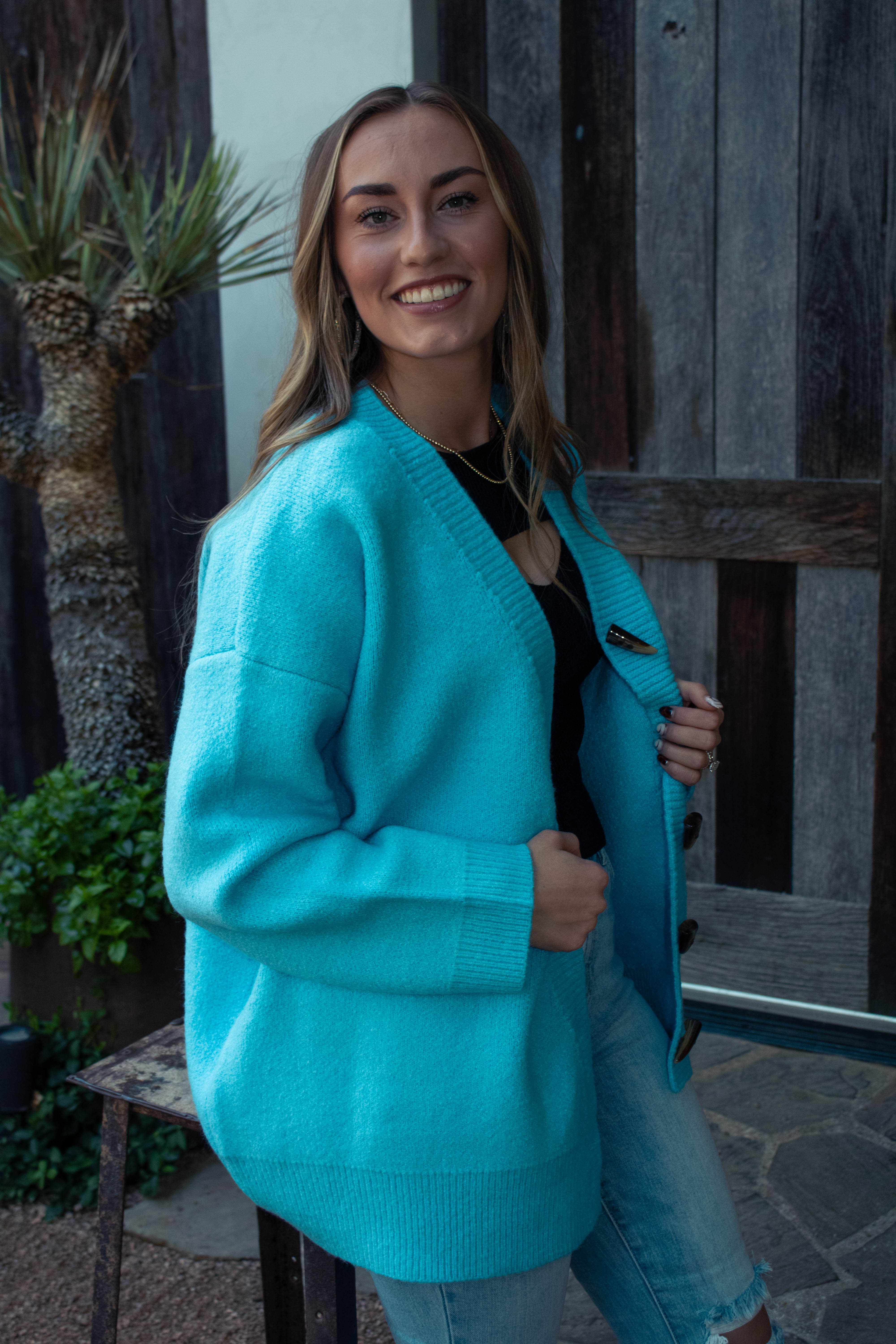 Sky Blue Sweater Cardigan