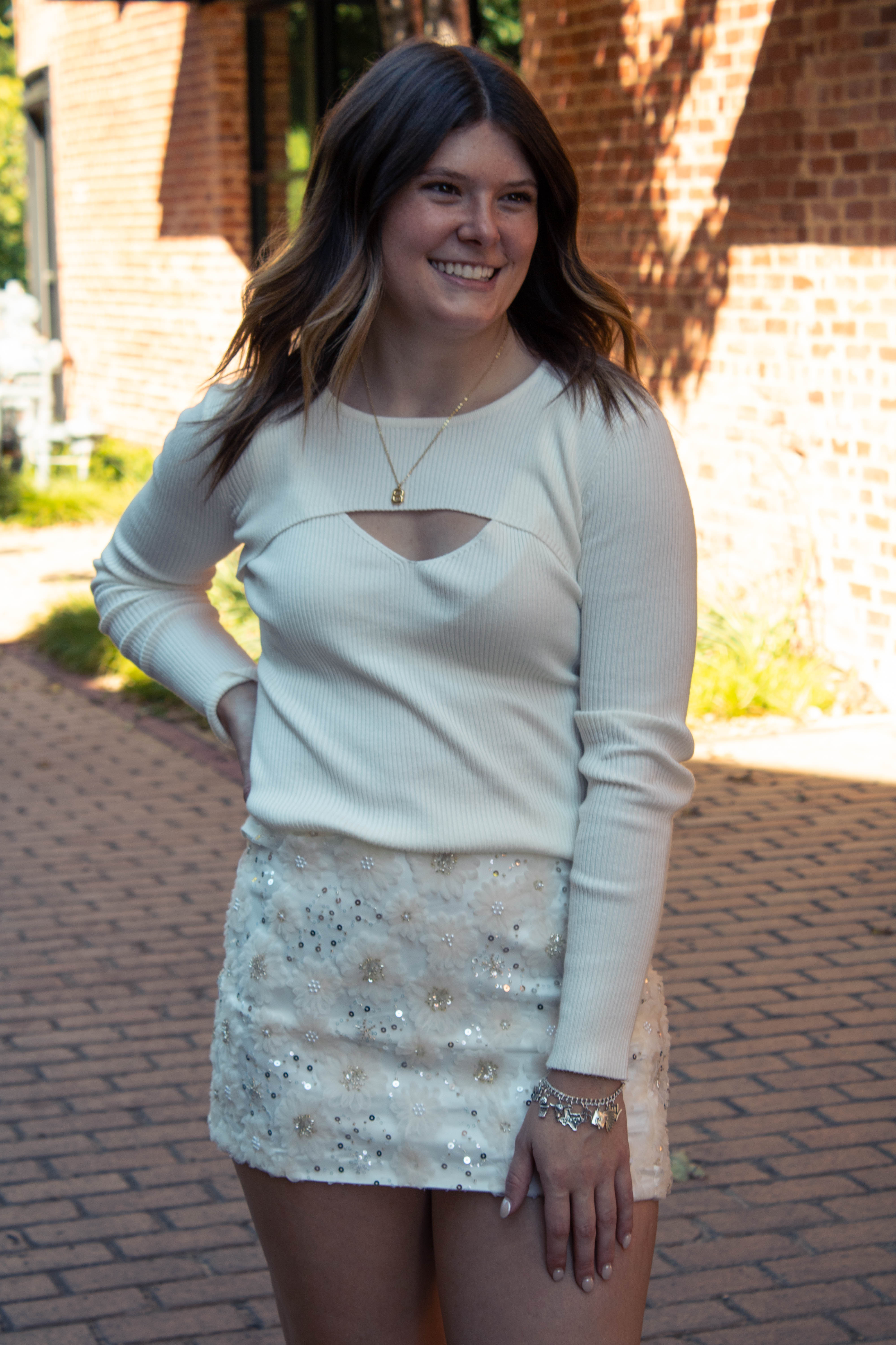 Floral and Sequins Skirt