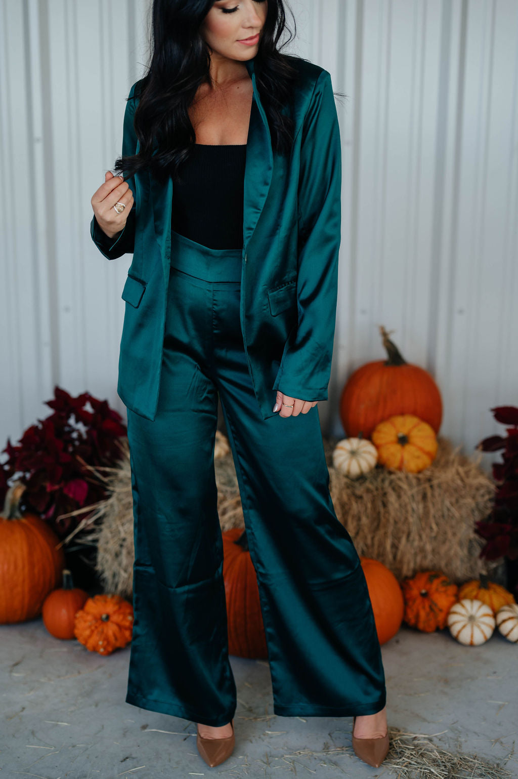 Satin Hunter Green Blazer