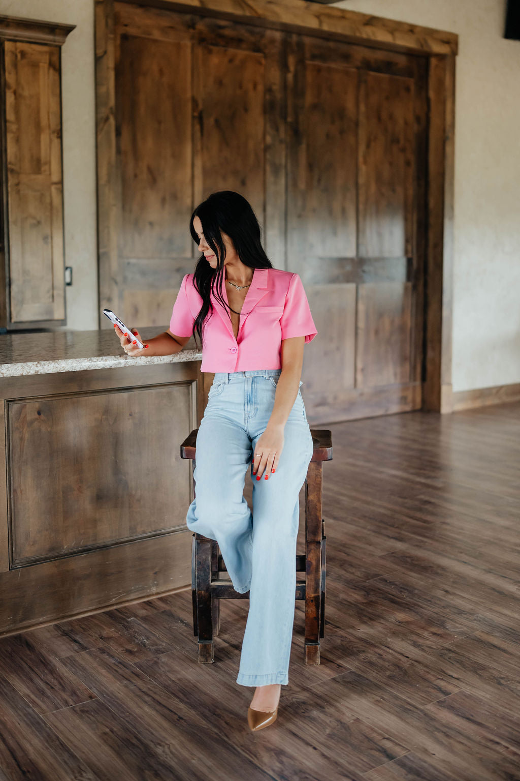 Wide Leg Jeans with Belt by Hidden