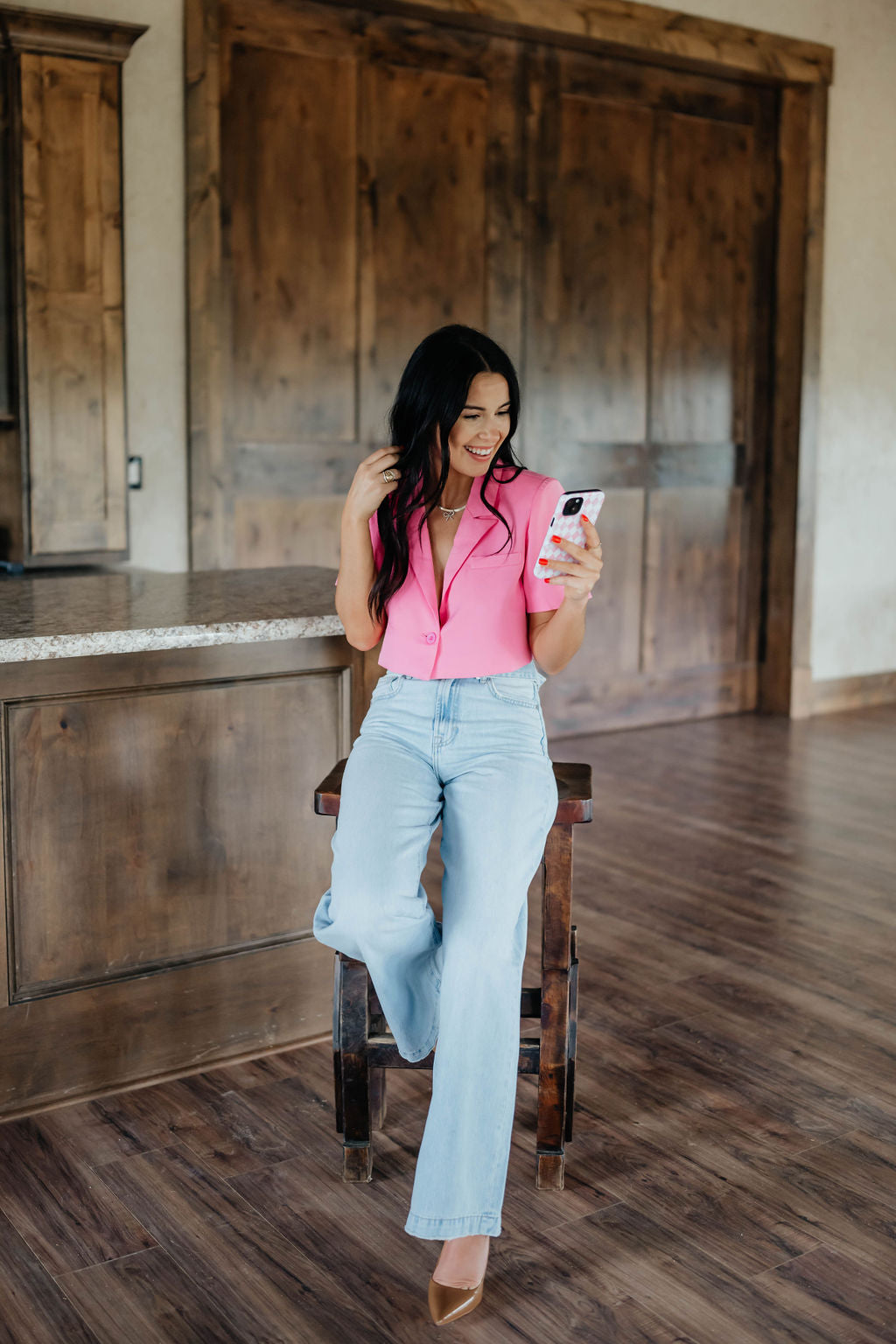 Wide Leg Jeans with Belt by Hidden