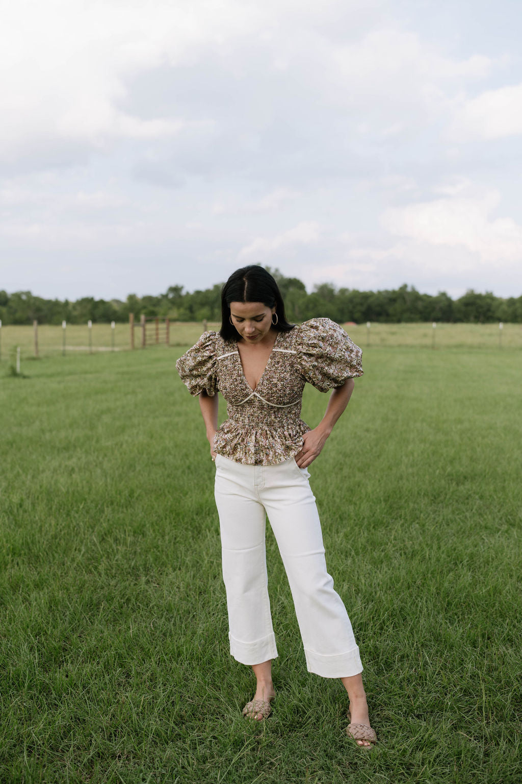 High Rise Wide Leg Cuffed Pants