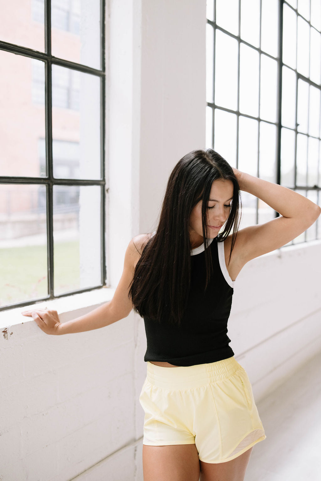 Exercise Shorts in Lemon Cream