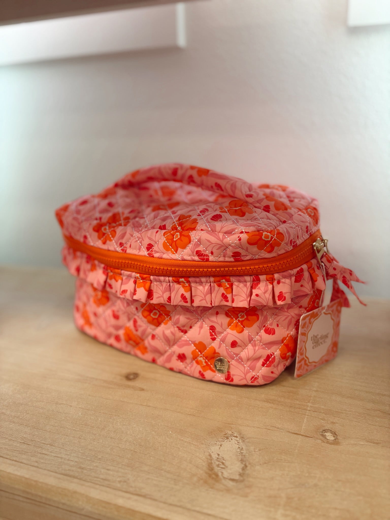 Quilted Cosmetic Bag Poppin' Petals Hot Pink