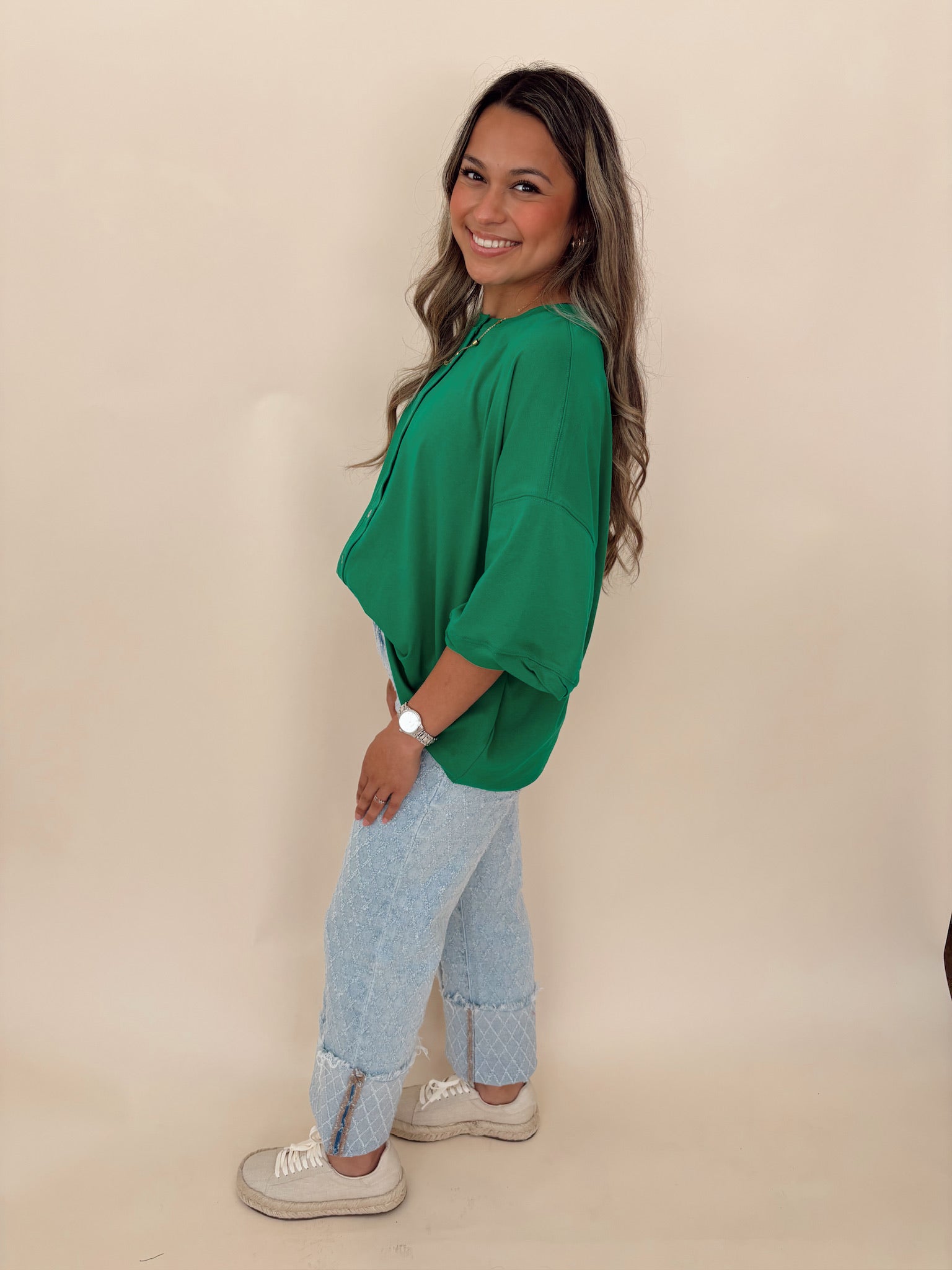 Kelly Green Lightweight Knit Top