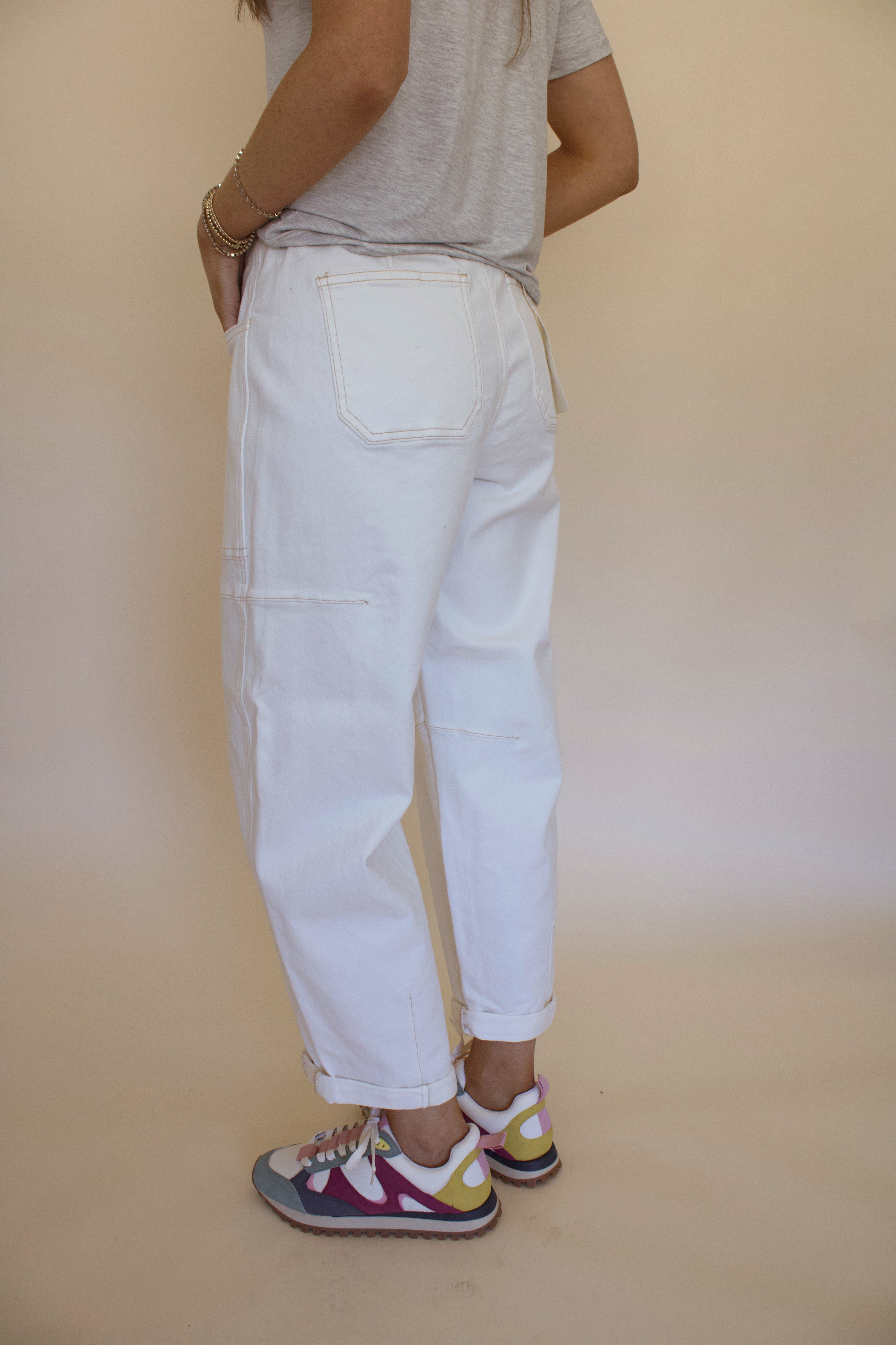 High Rise Barrel Cuffed Pants by Risen