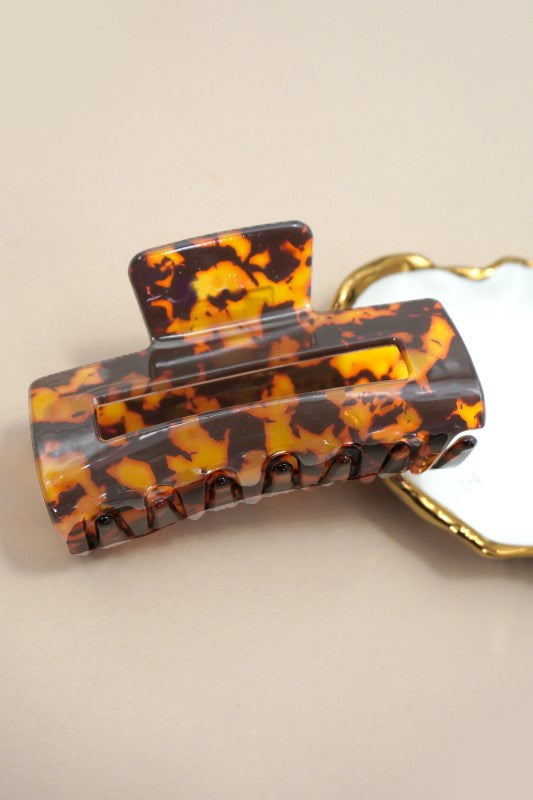 Tortoise Marbled Rectangle Hair Claw Clip