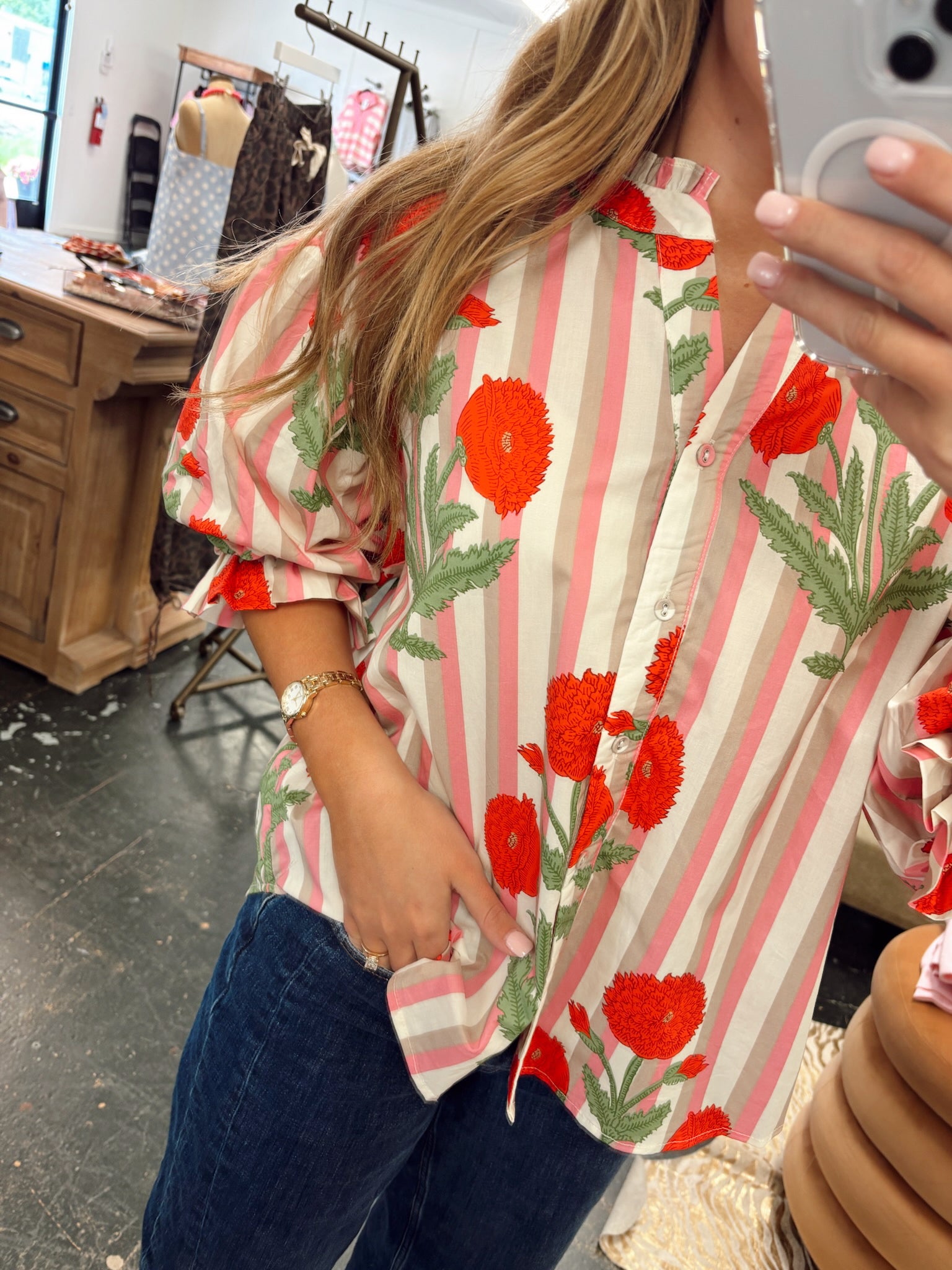 Rosa Stripe Flower Blouse
