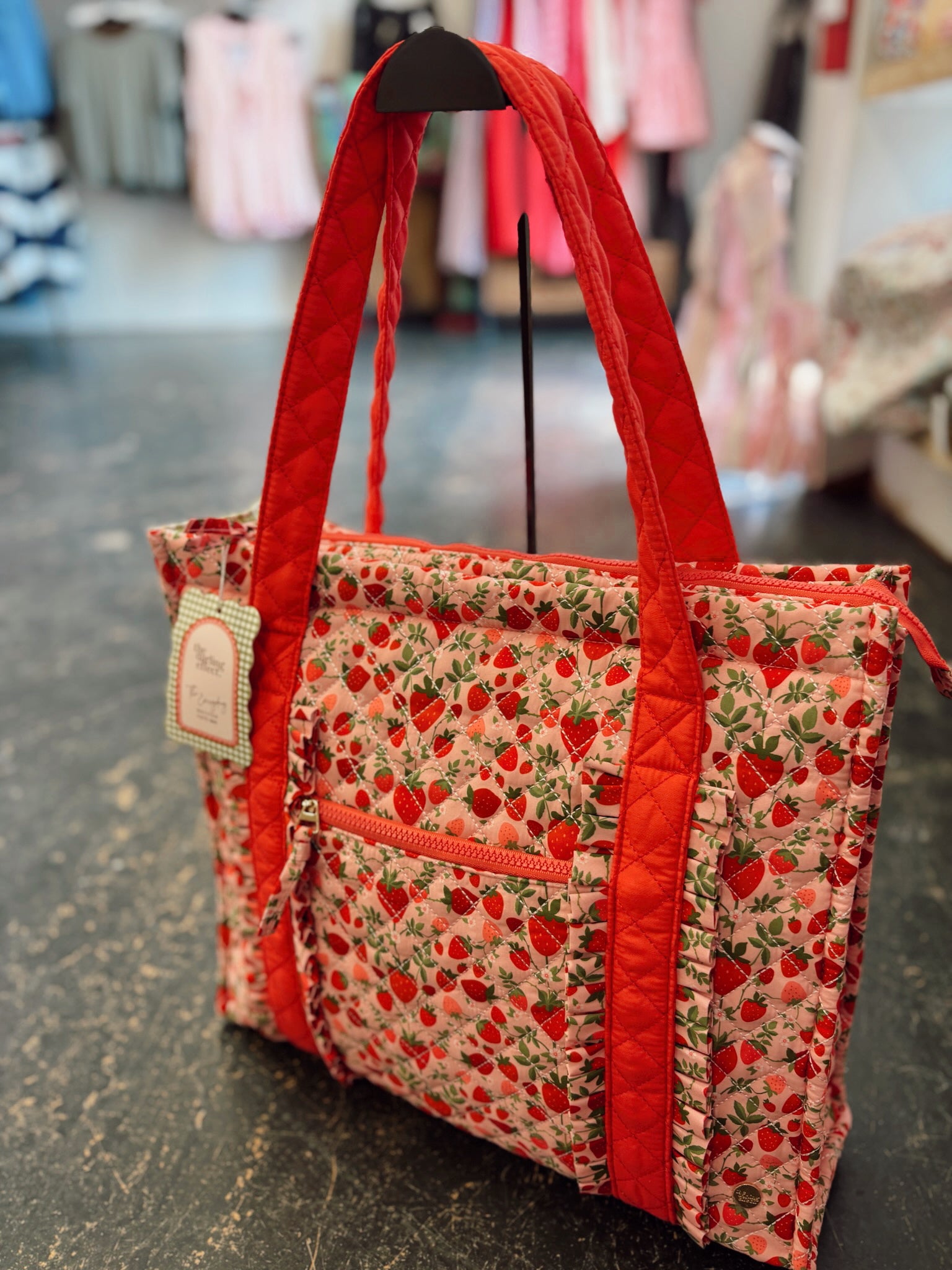 The Everyday Quilted Tote Bag in Strawberry Fields