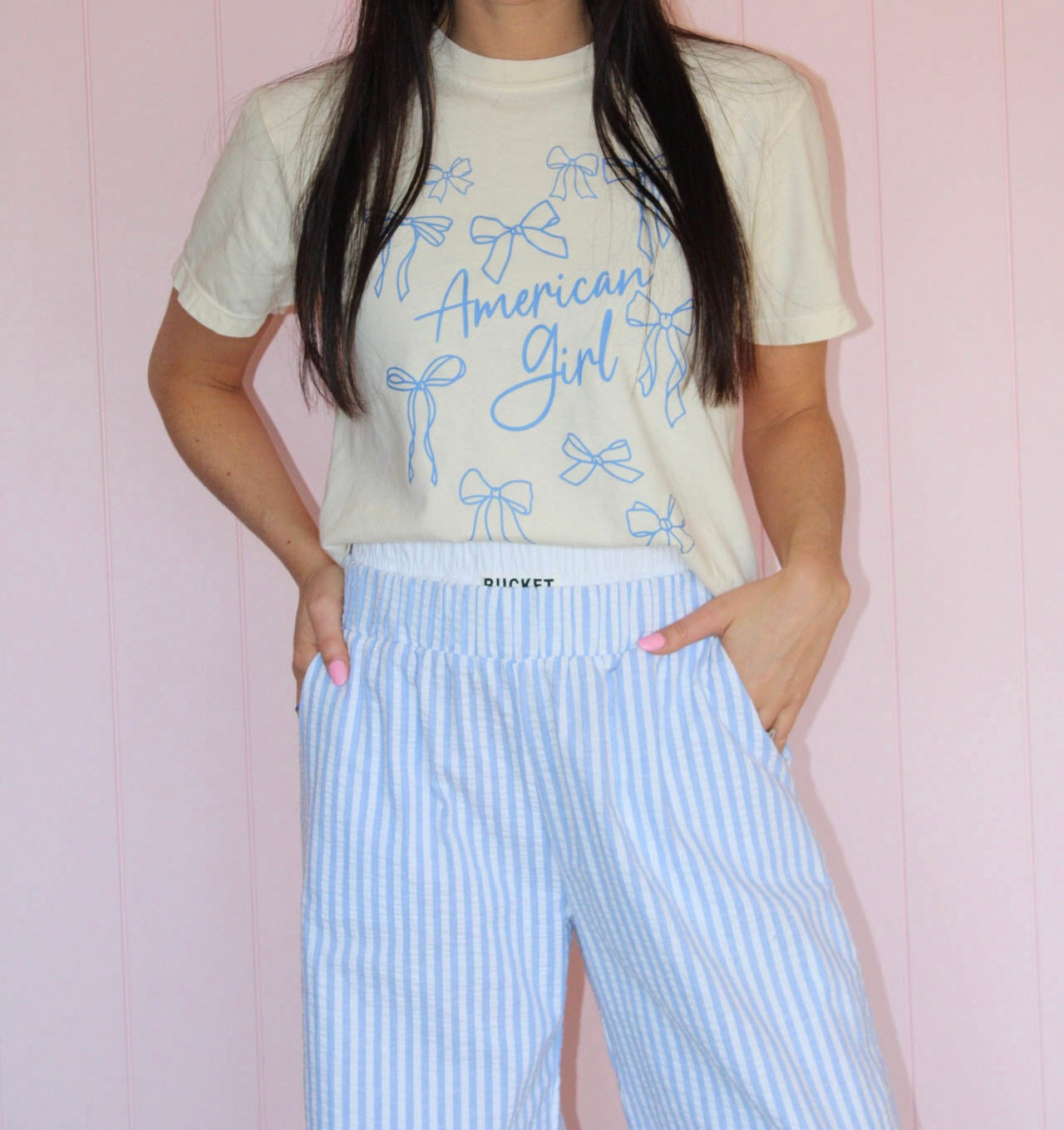 Striped Boxer Pants in Sky Blue