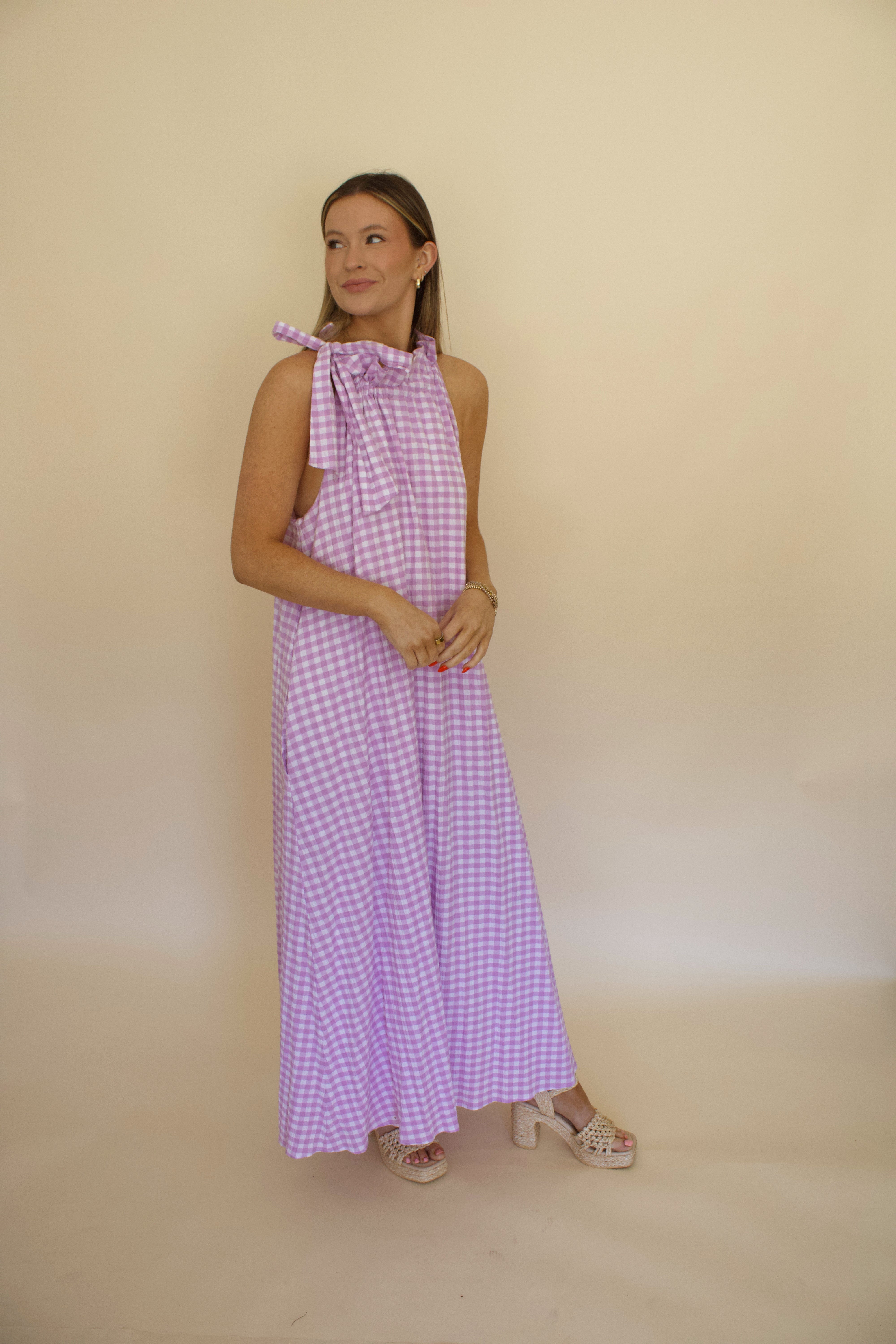 Violetta Ruffle Neck Maxi Dress