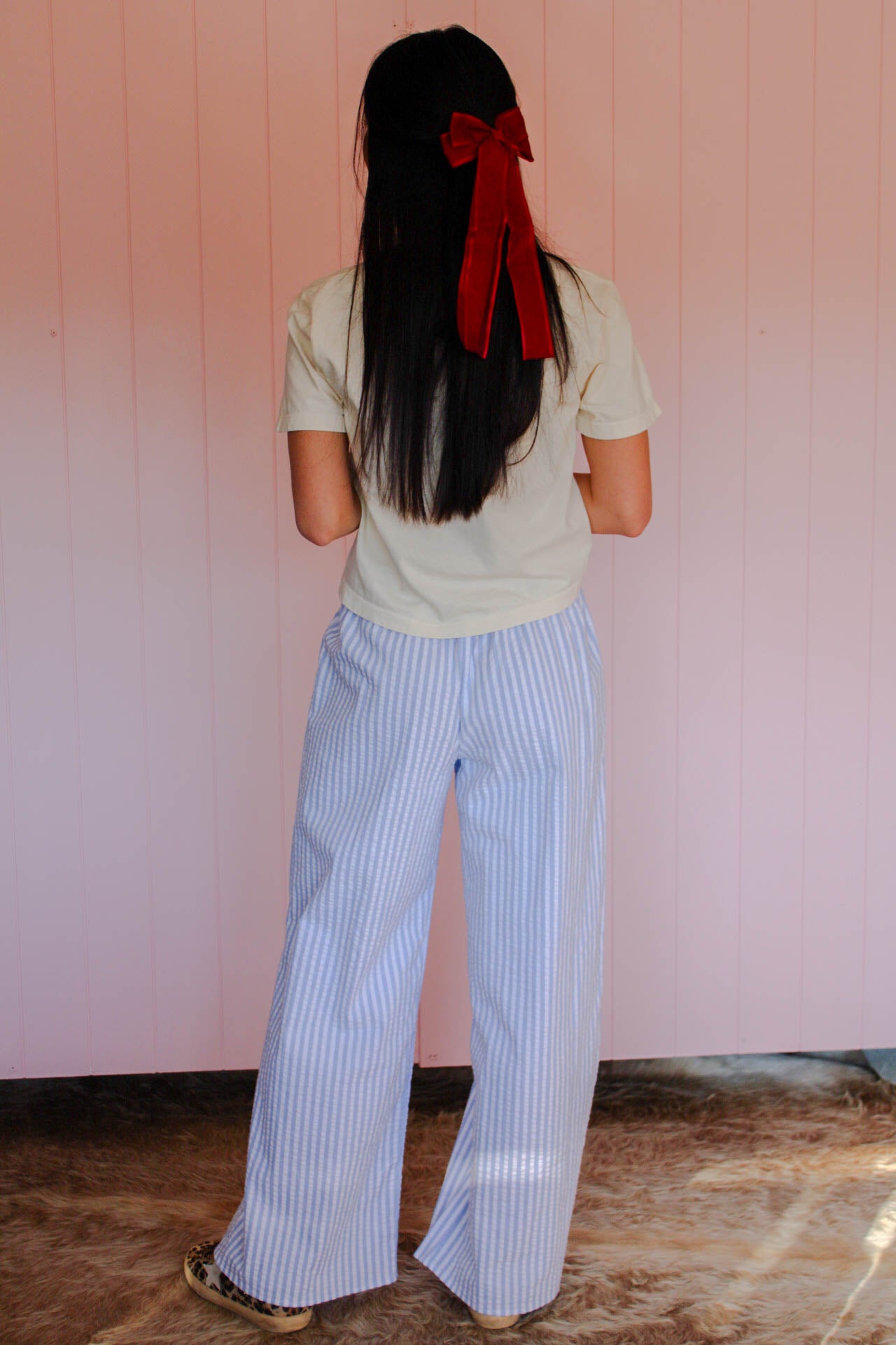 Striped Boxer Pants in Sky Blue