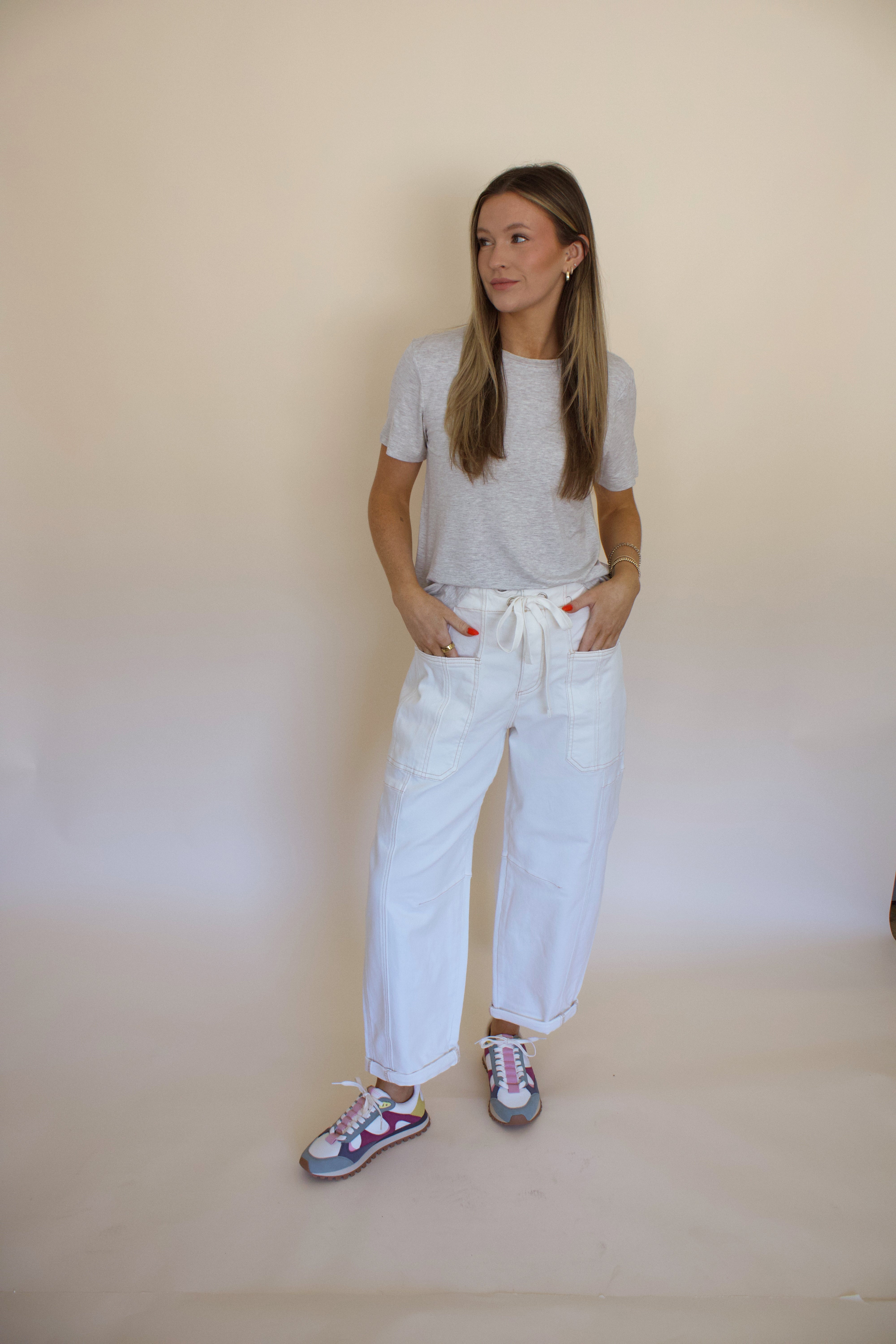 High Rise Barrel Cuffed Pants by Risen