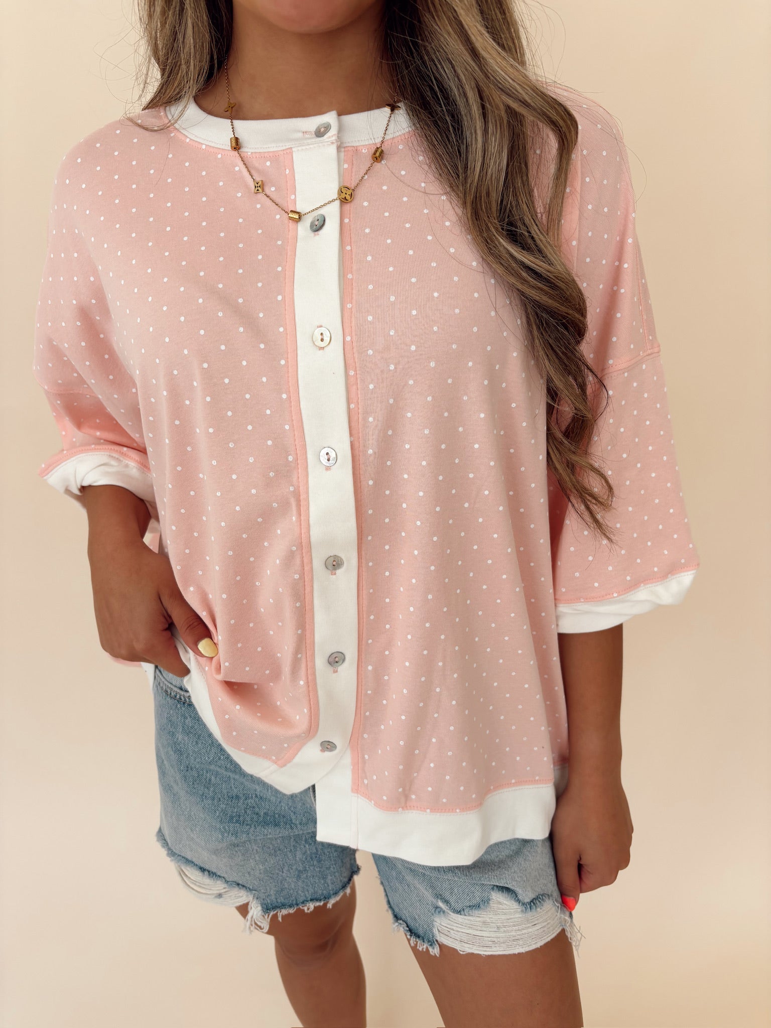 Relaxed Polkadot Botton Top
