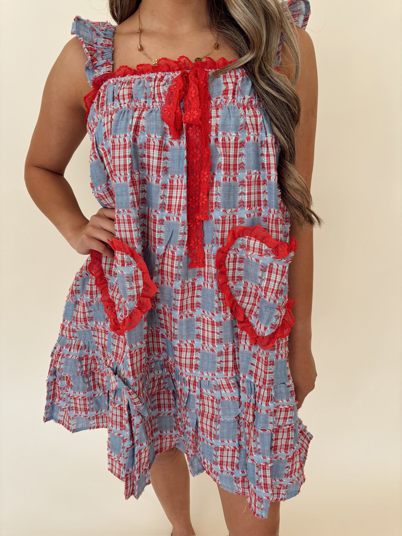 blue and red mini dress Queen Jahzara High neck Asymmetrical Bodice Sleeveless Women's Flare Mini Dress in Red Navy Blue and Yellow African Ankara Kente
