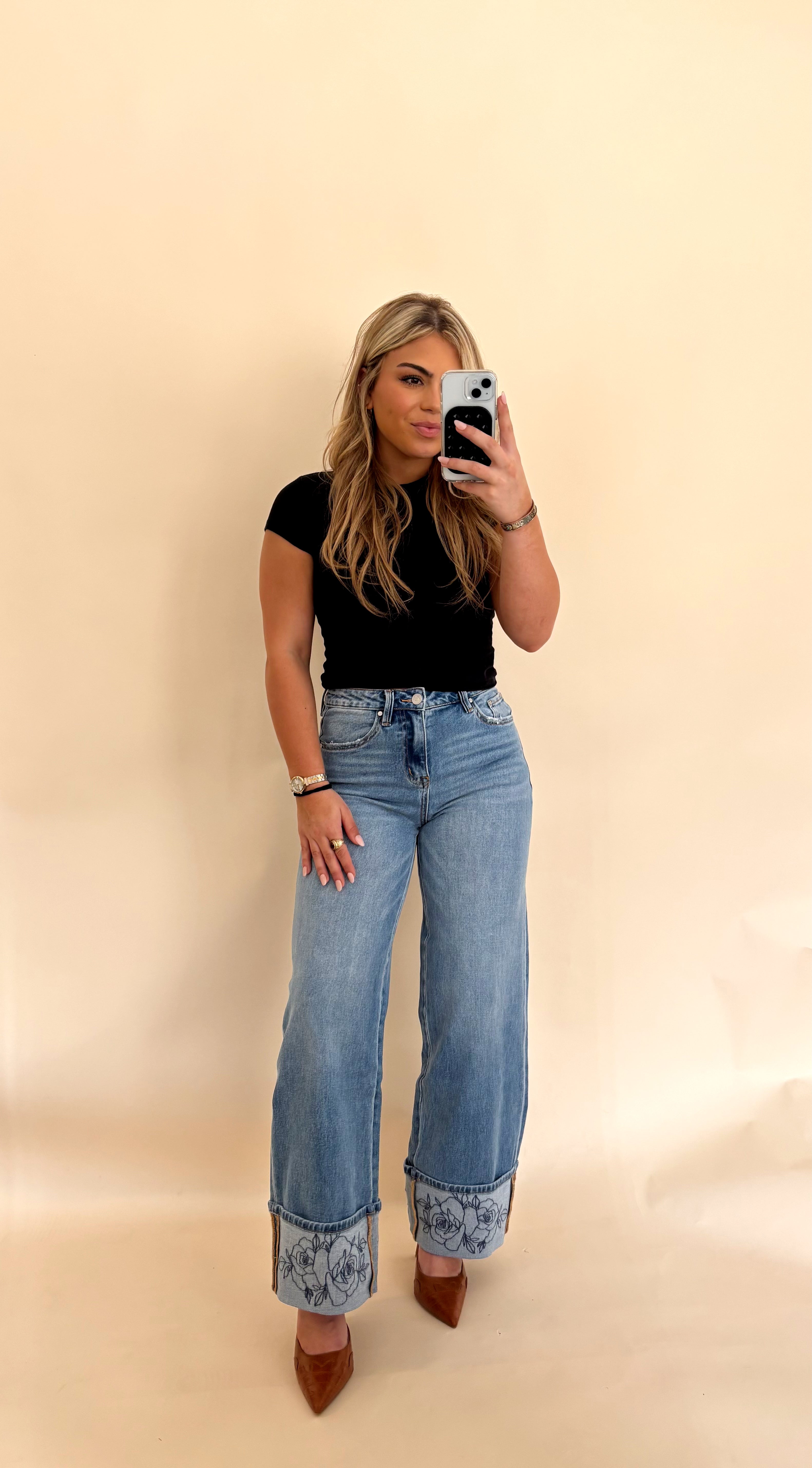 Rowdy Rose Cuff Jeans