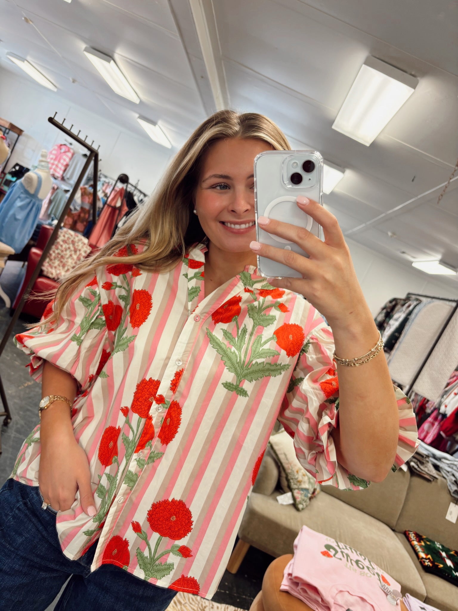 Rosa Stripe Flower Blouse