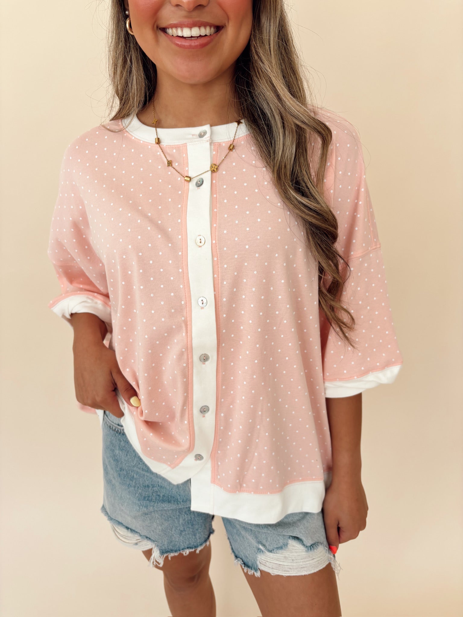 Relaxed Polkadot Botton Top
