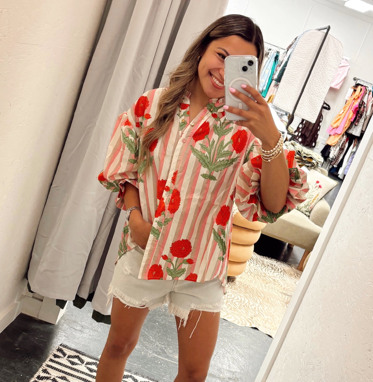 Rosa Stripe Flower Blouse