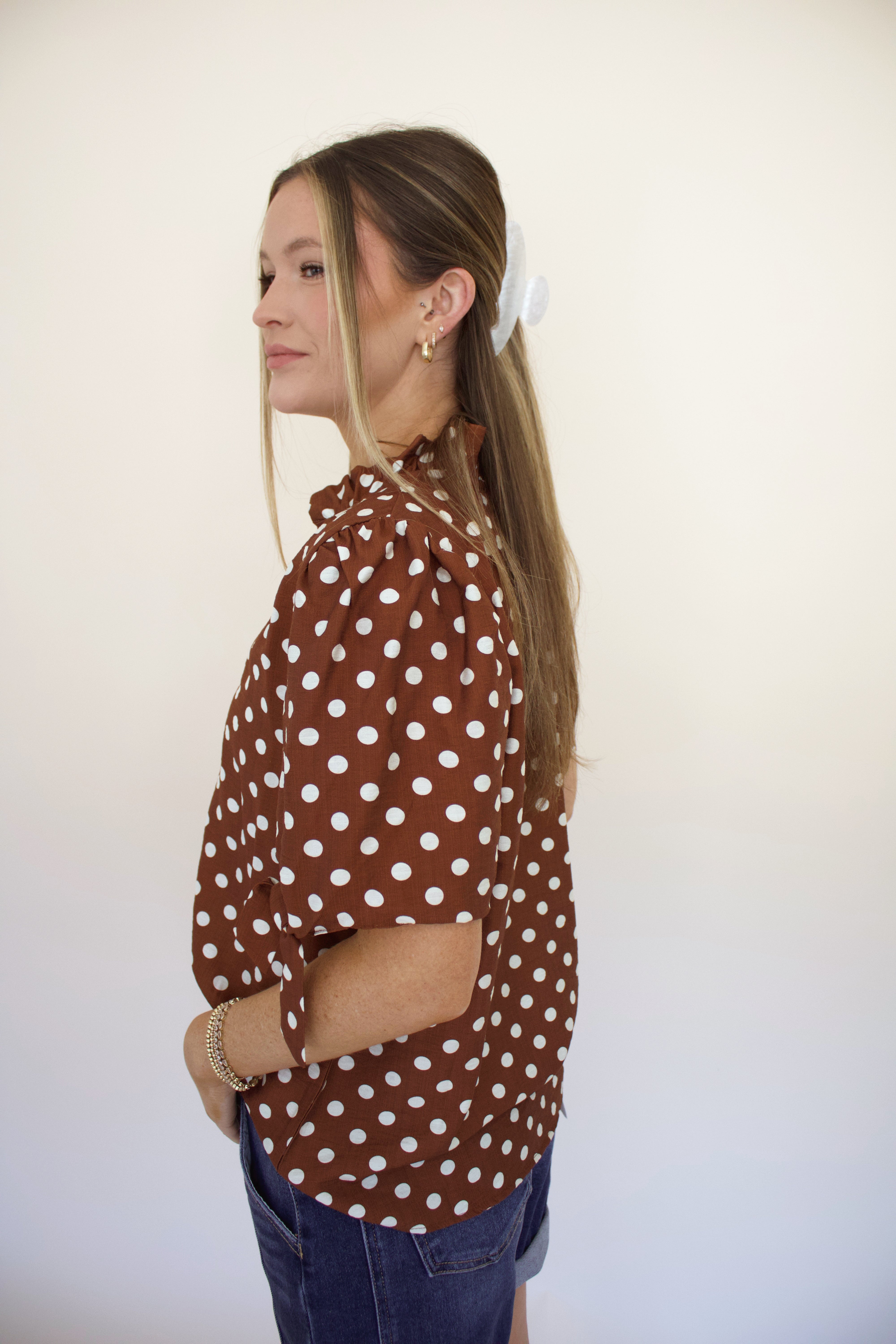 Polka Dot Top in Brown
