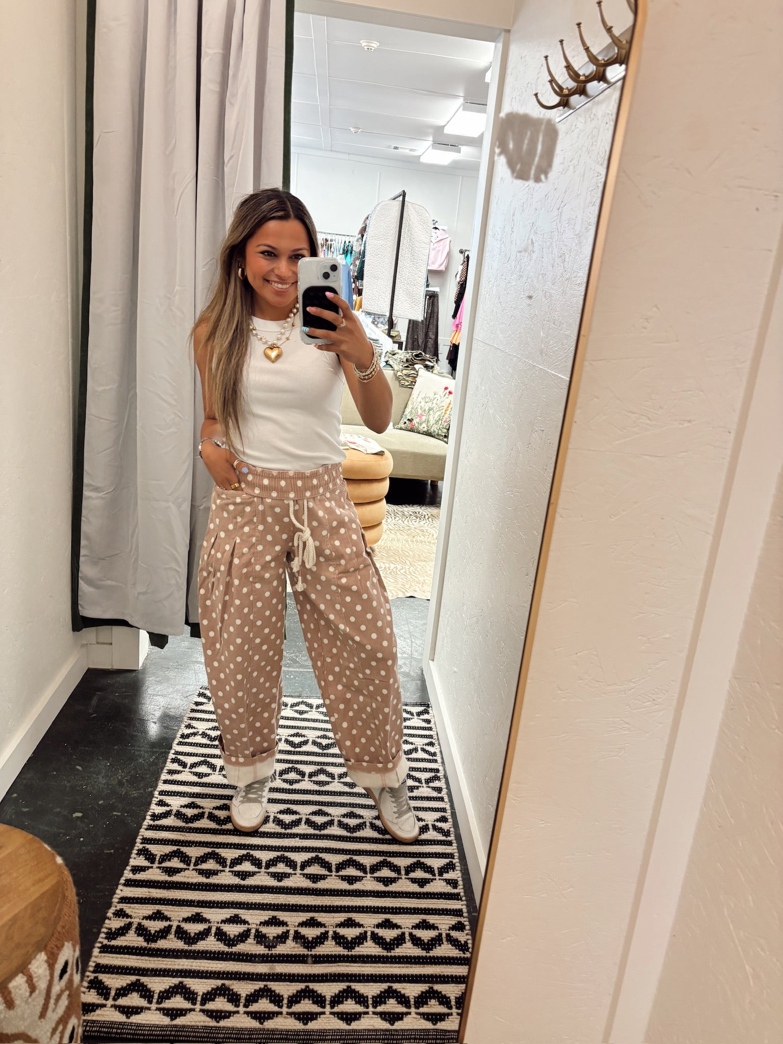 Taupe Polkadot Barrel Jeans