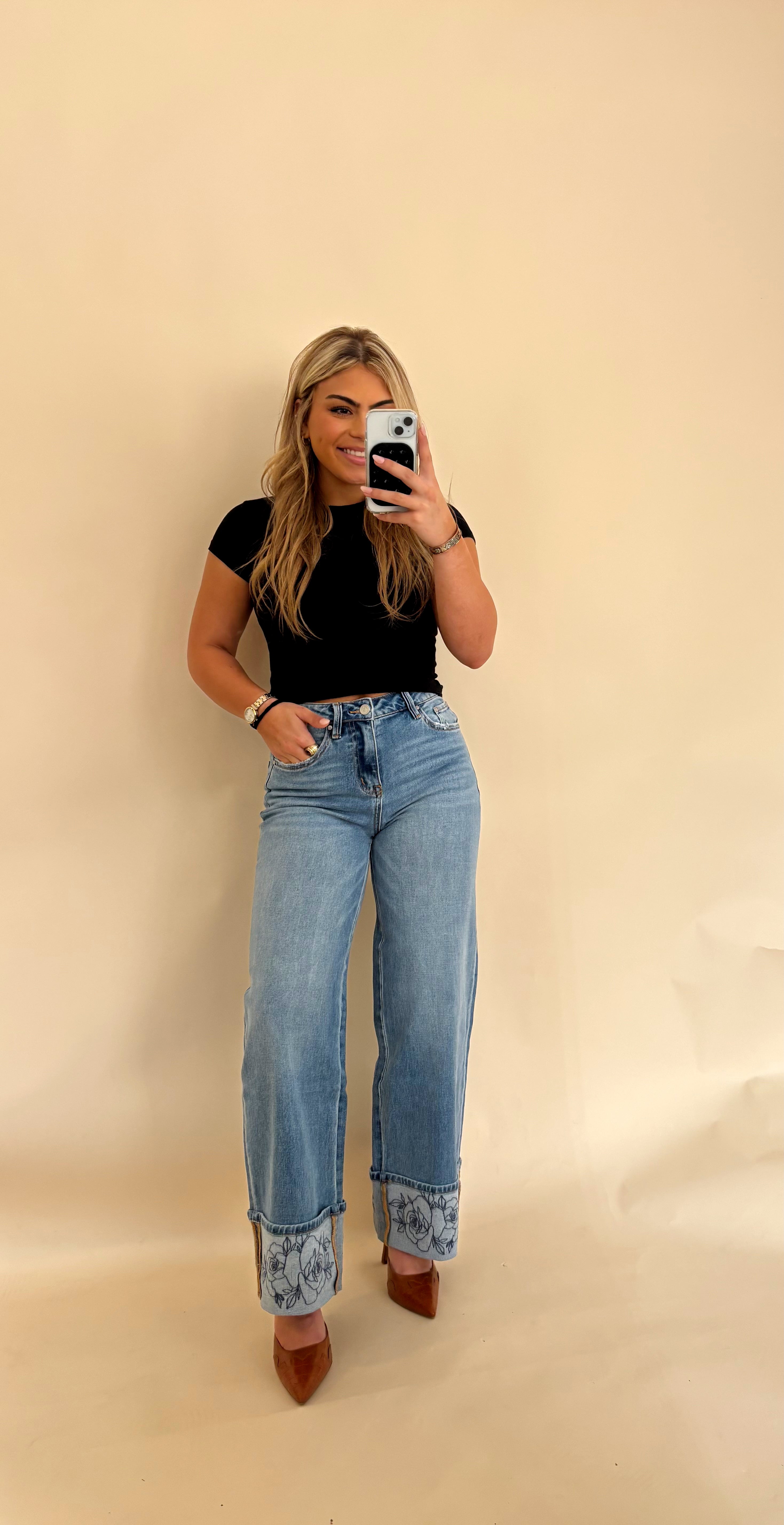Rowdy Rose Cuff Jeans