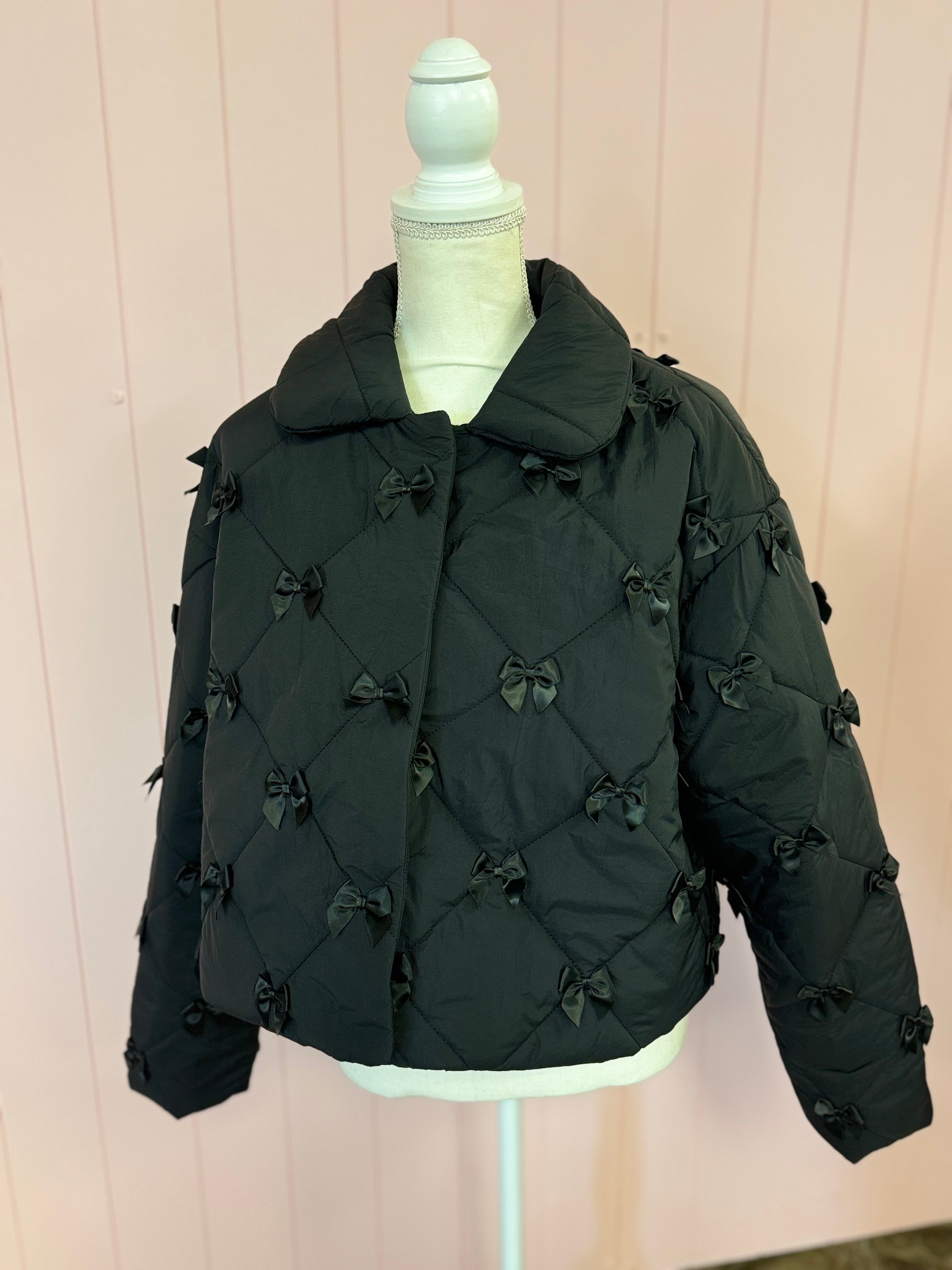 Bow Quilted Puffer Jacket