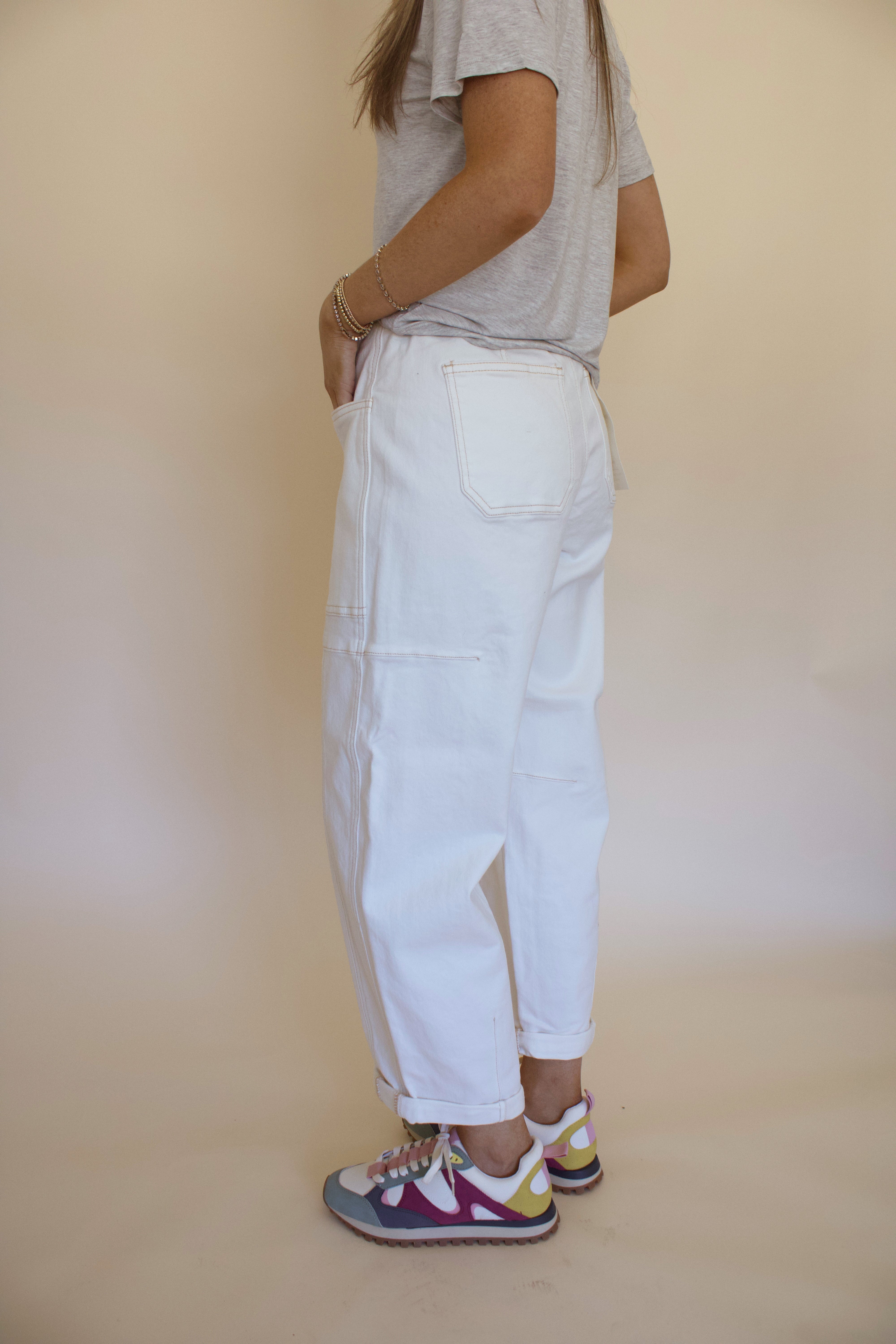 High Rise Barrel Cuffed Pants by Risen