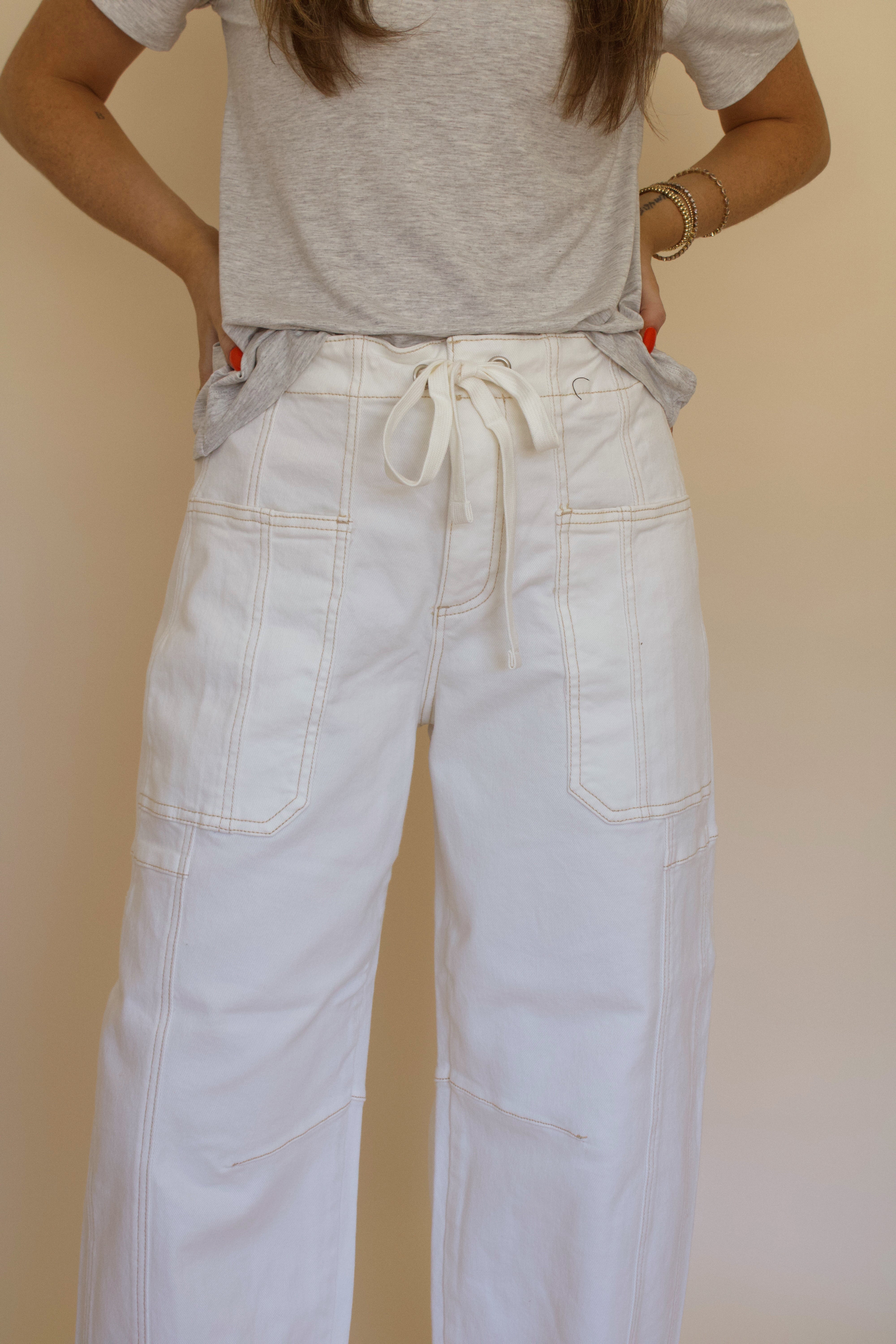 High Rise Barrel Cuffed Pants by Risen