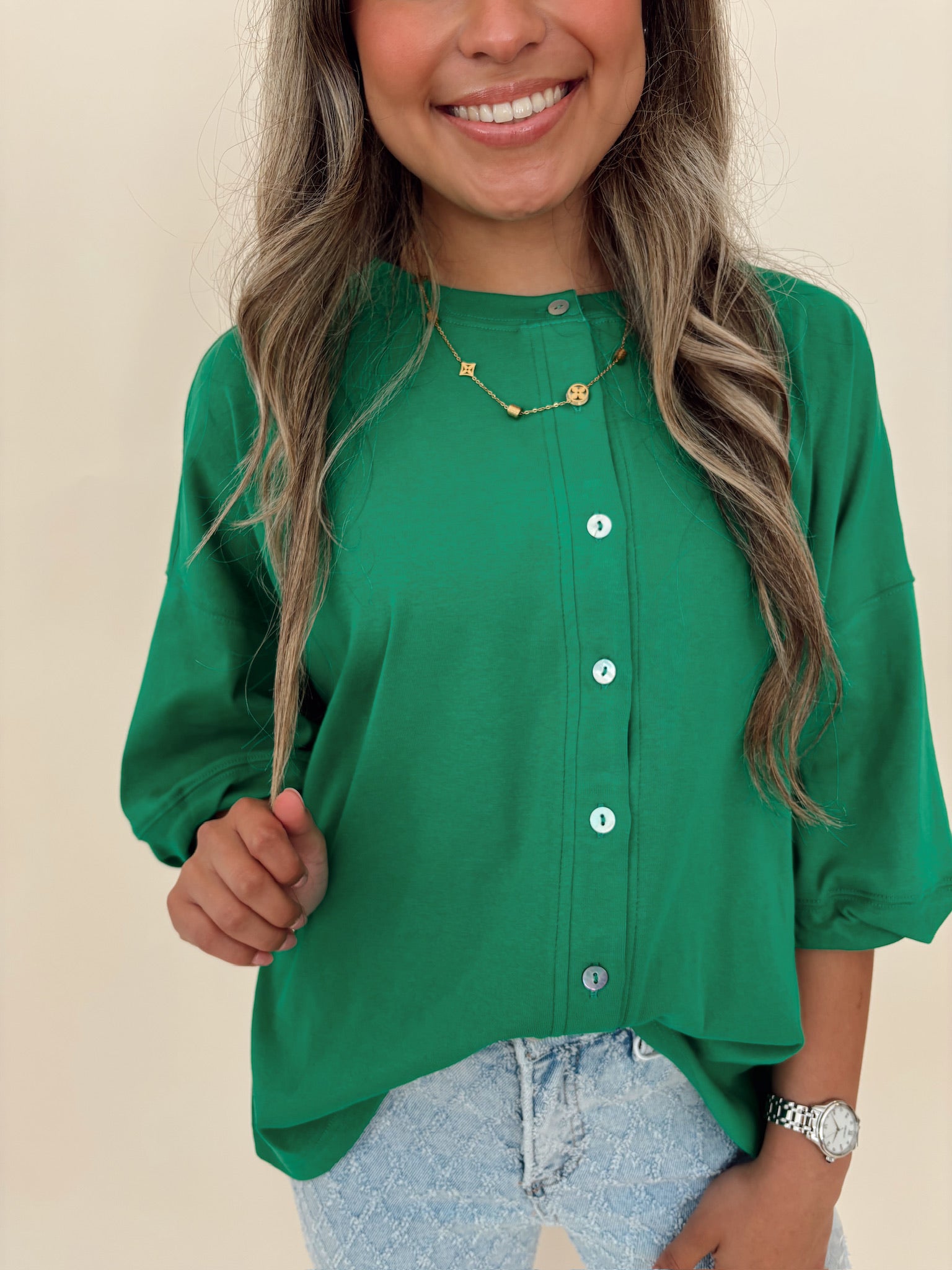Kelly Green Lightweight Knit Top