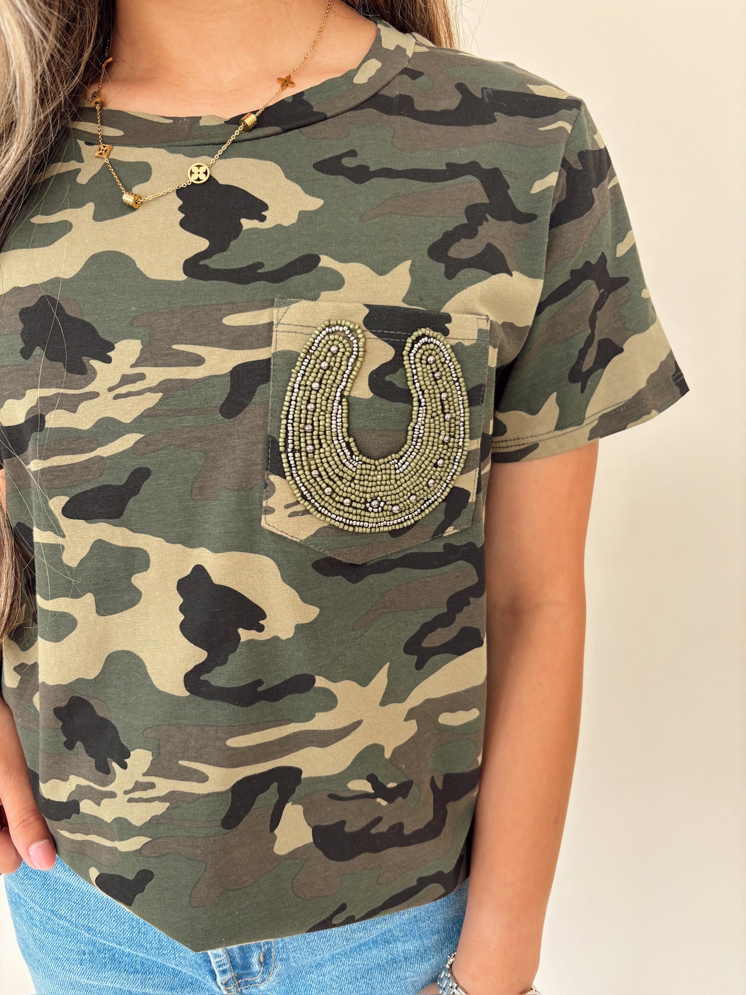 Camo Horse Shoe Tee by Rodeo Quincy