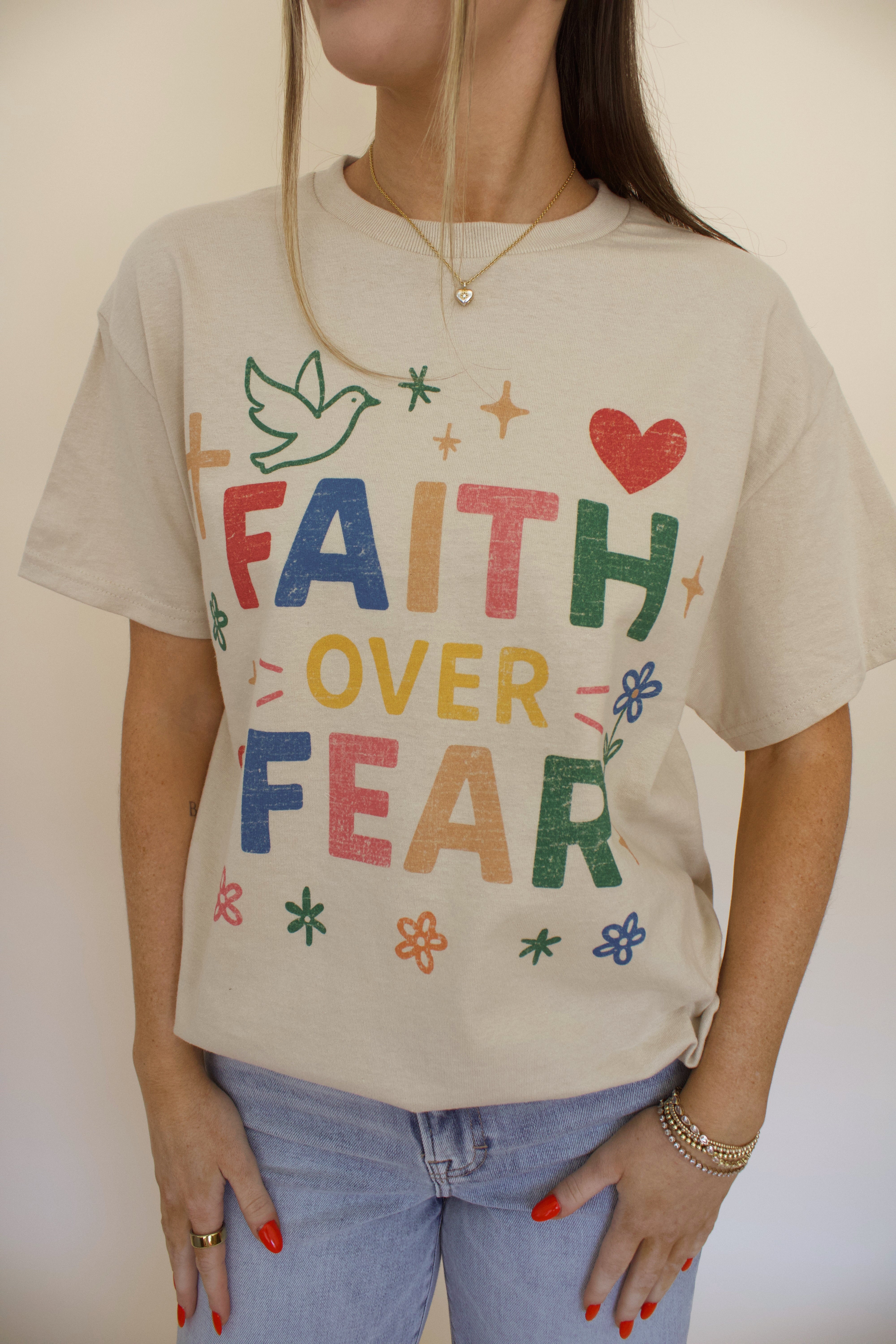 Faith Over Fear Oversized Graphic Tee