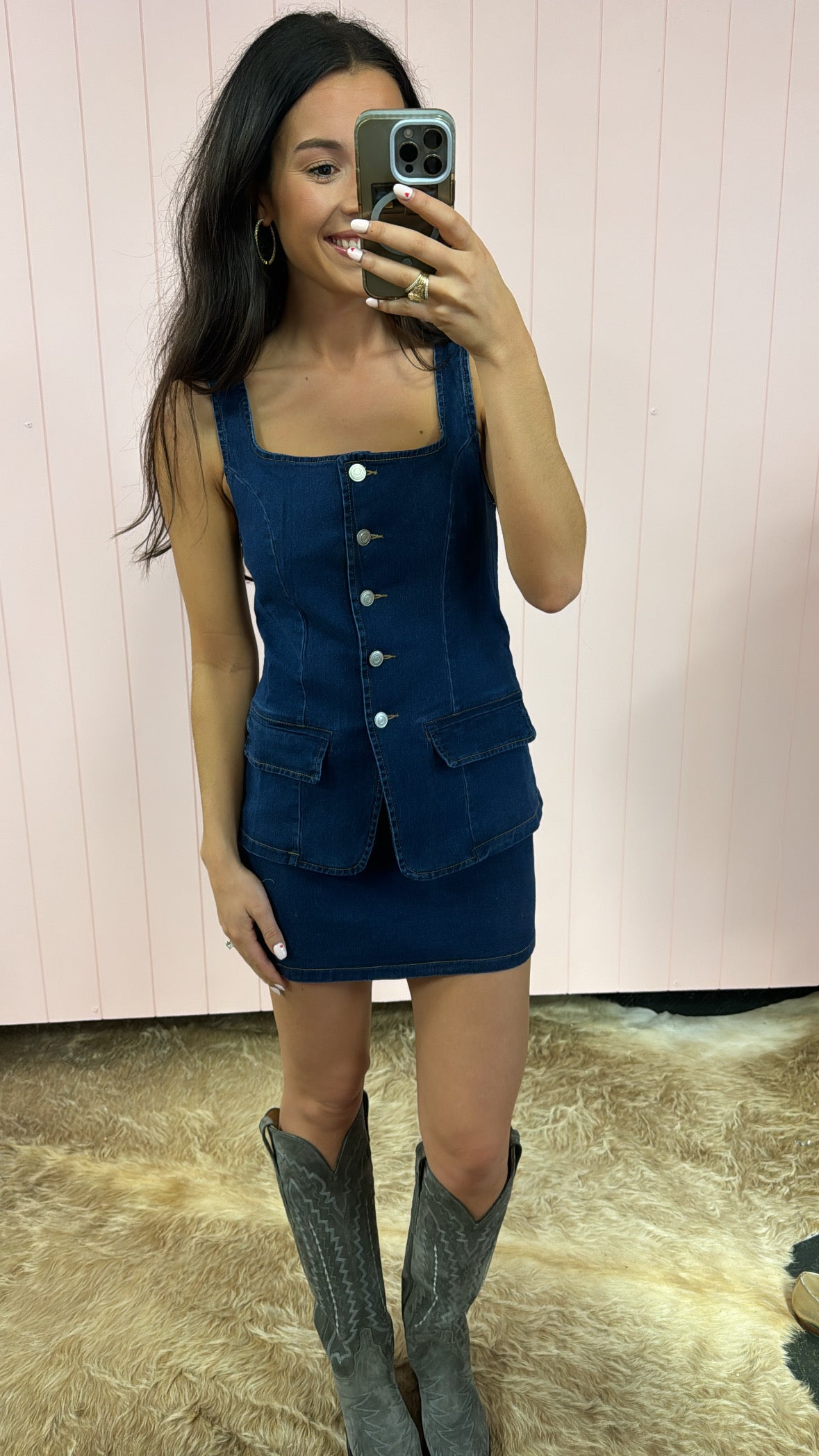 Front Button Denim Dress