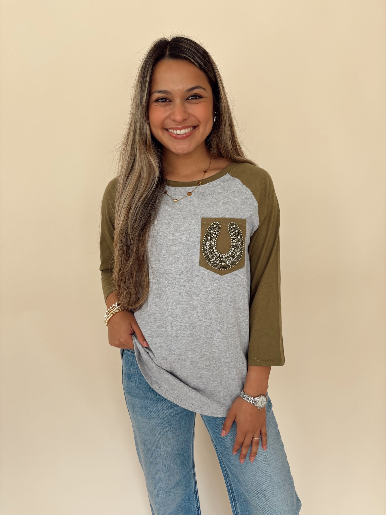 Horseshoe Army Green Tee by Rodeo Qunicy