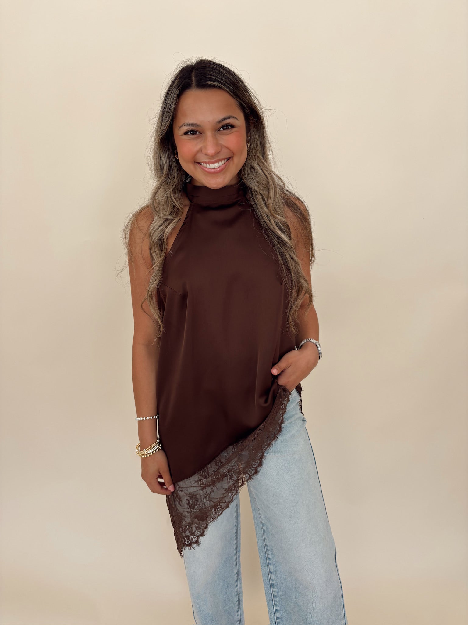 Asymmetric Lace Camisole Top