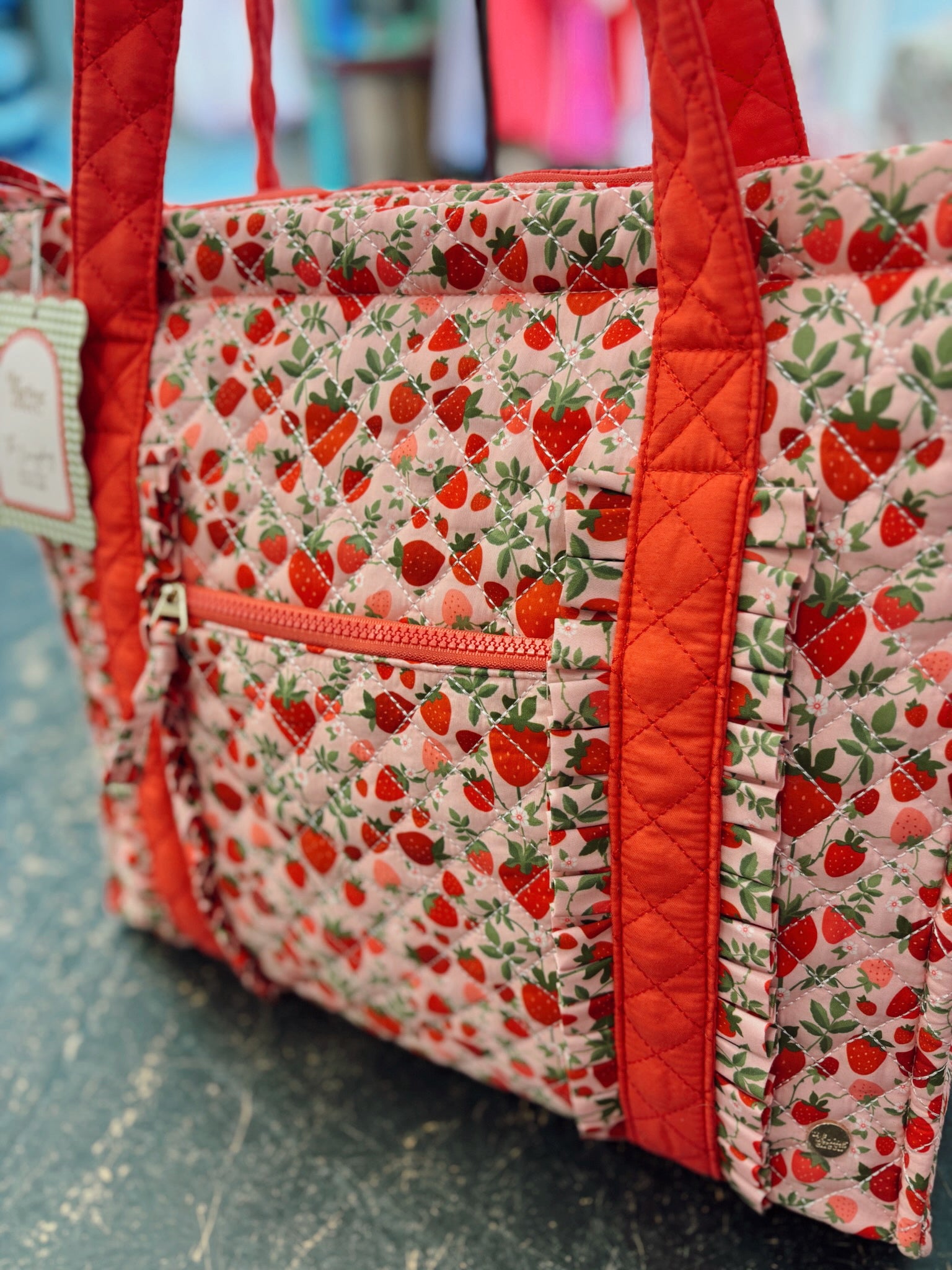 The Everyday Quilted Tote Bag in Strawberry Fields