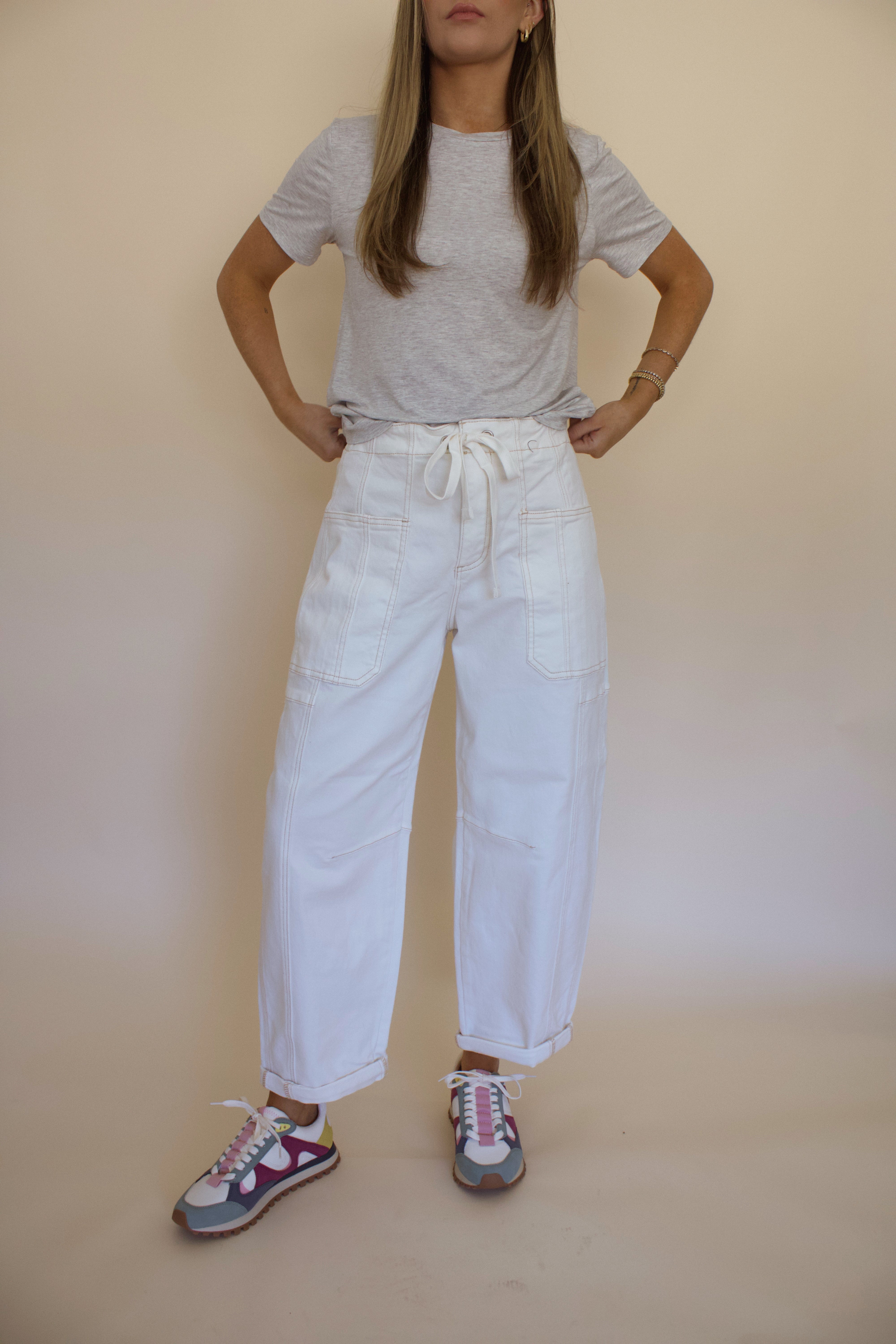 High Rise Barrel Cuffed Pants by Risen