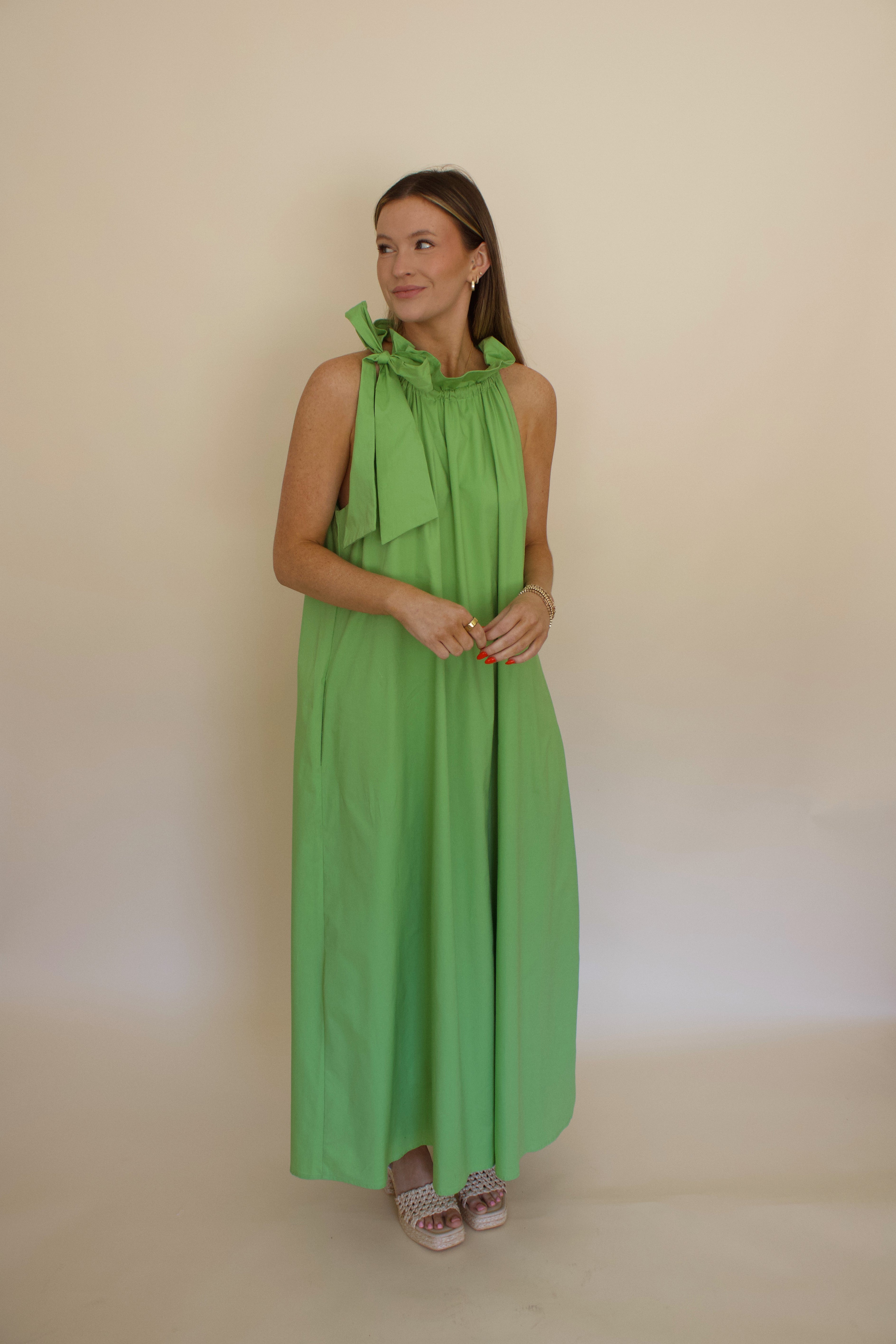 Julia Ruffle Neck Maxi Dress