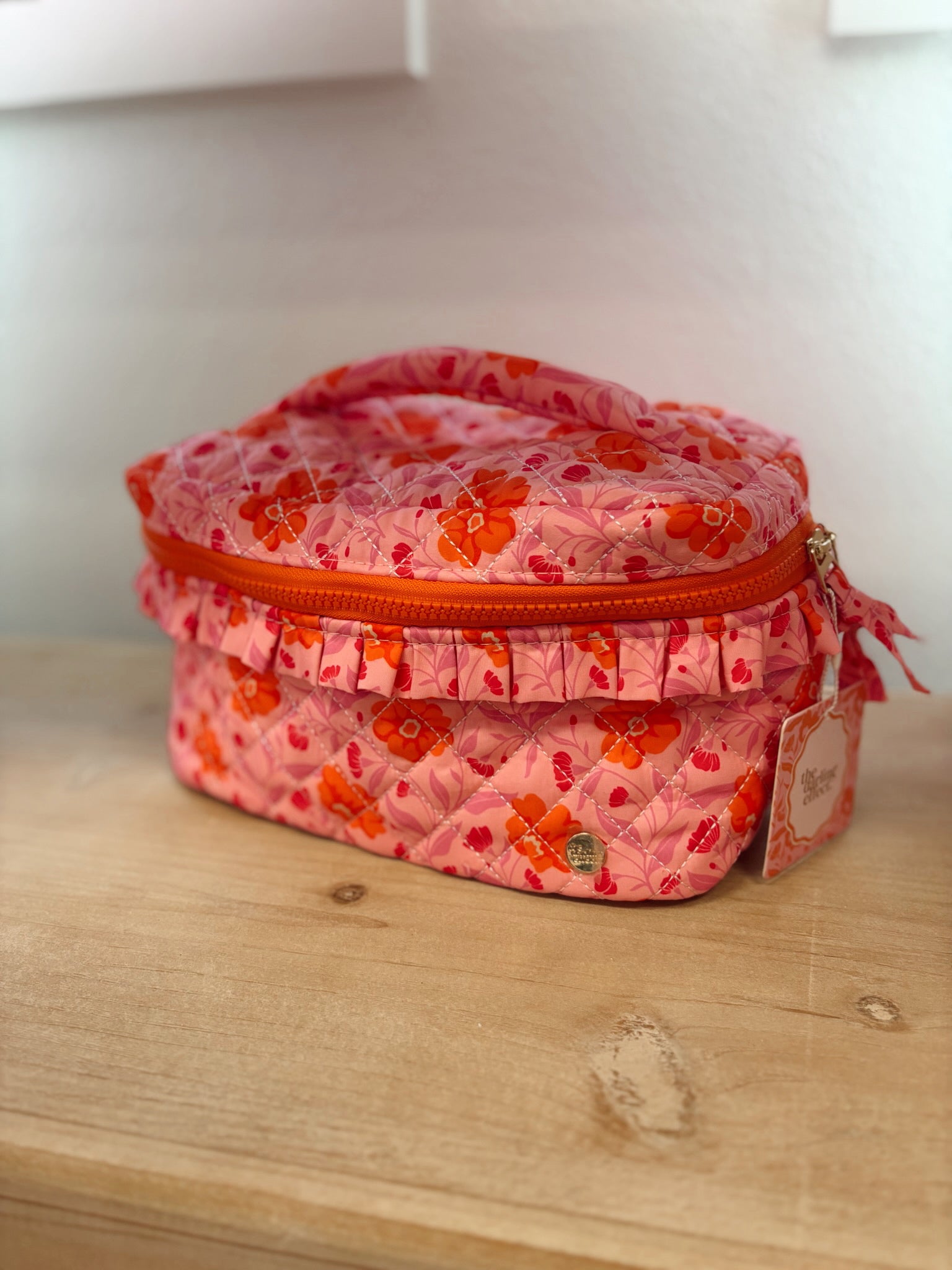 Quilted Cosmetic Bag Poppin' Petals Hot Pink