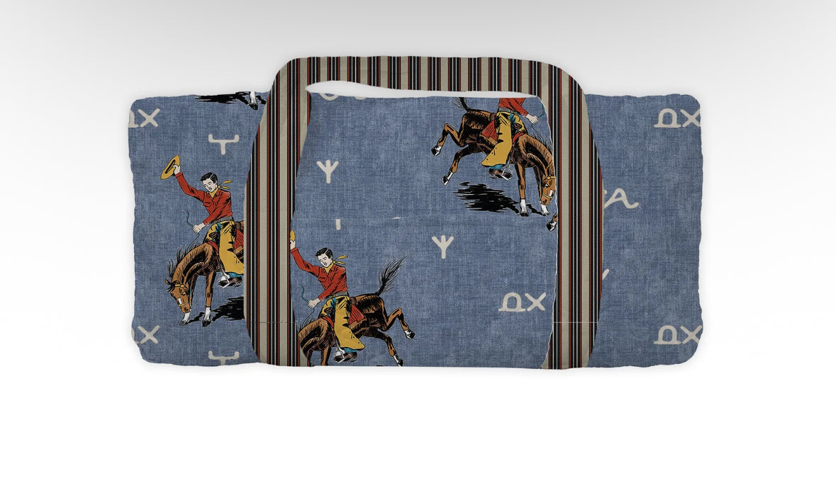 Lazy J Chambray Weekender Quilted Duffle Bag by Ida Mae