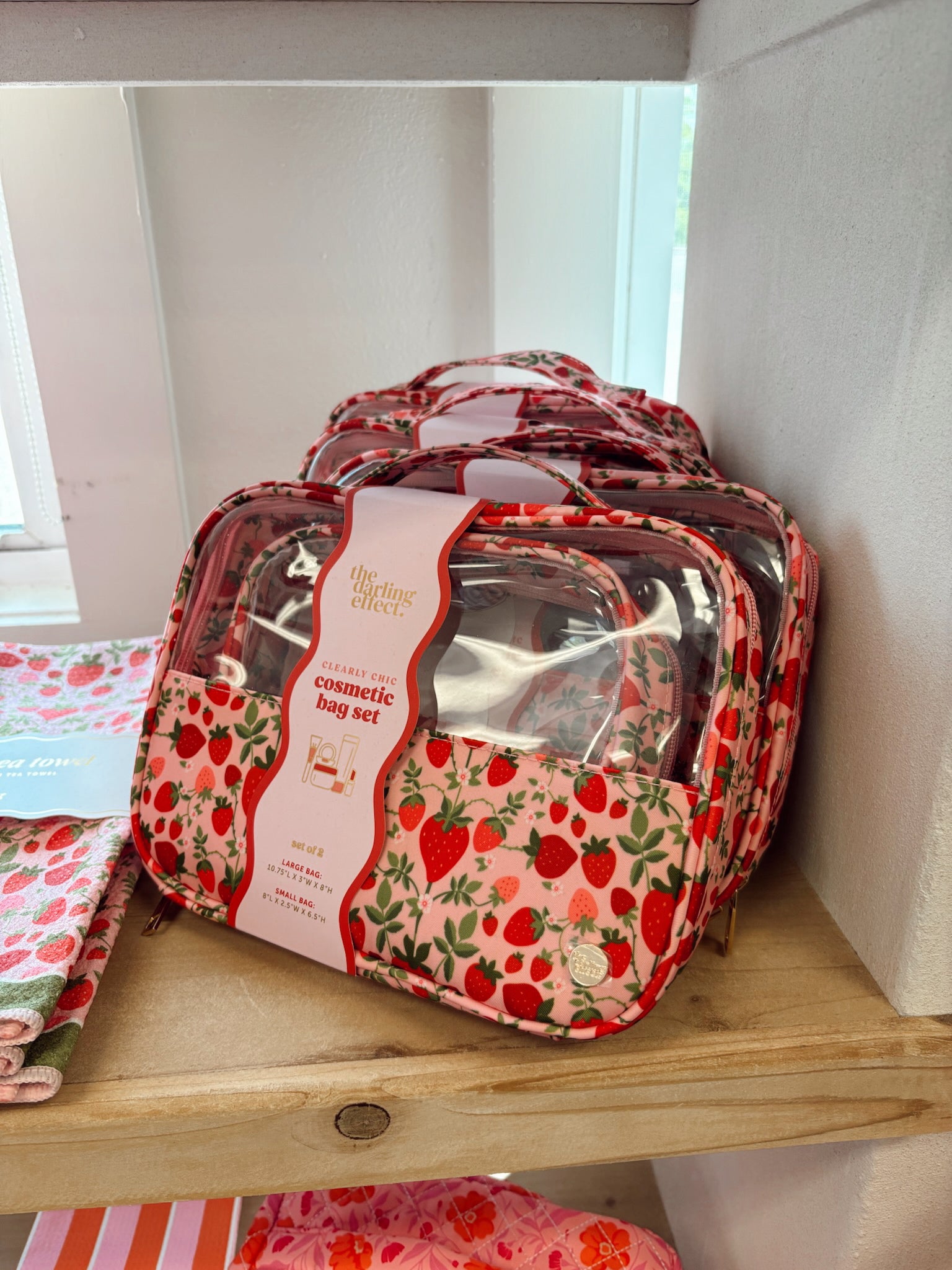 Clearly Chic Cosmetic Bag Set- Strawberry Fields