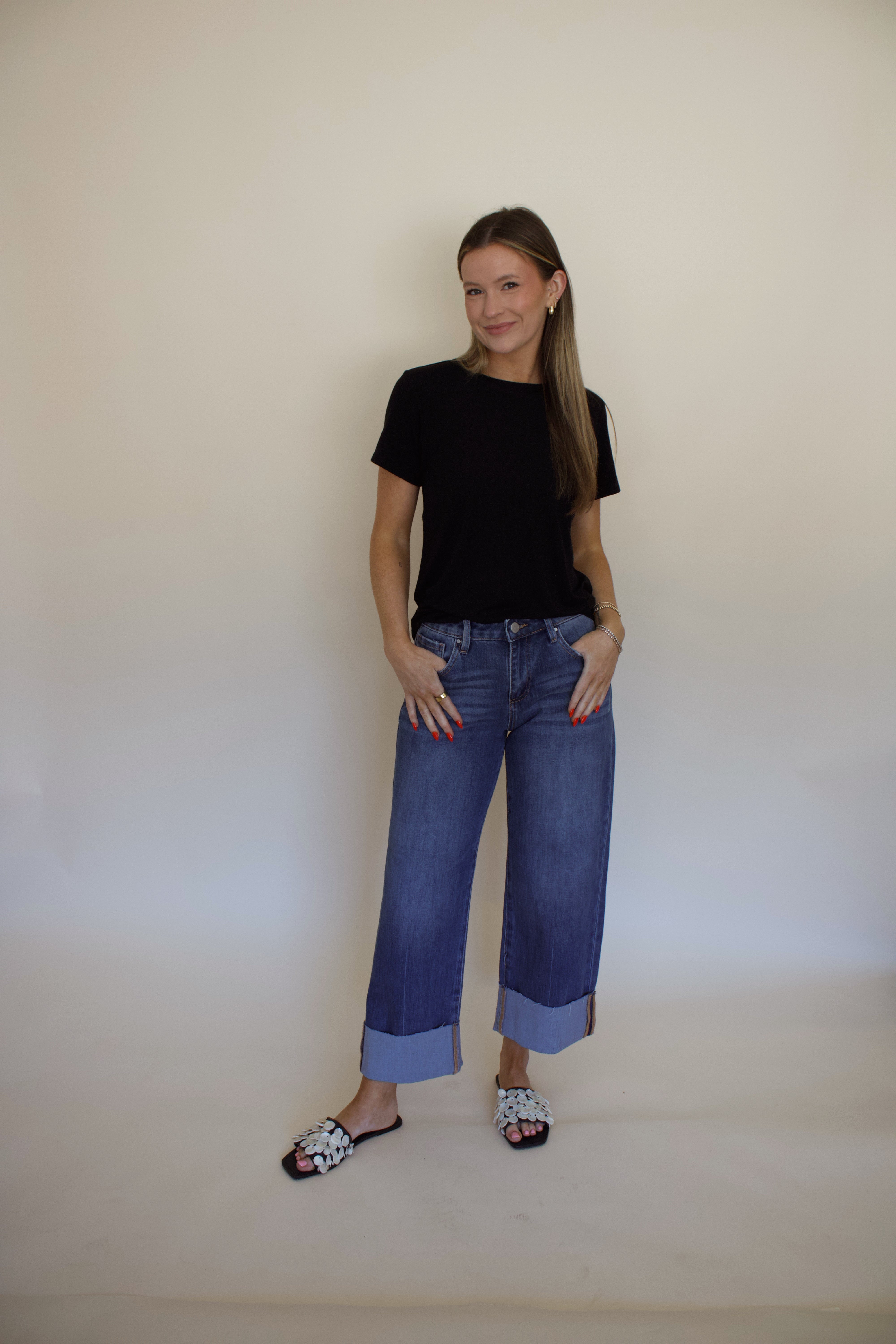Basic Bamboo Round Neck Tee in Black
