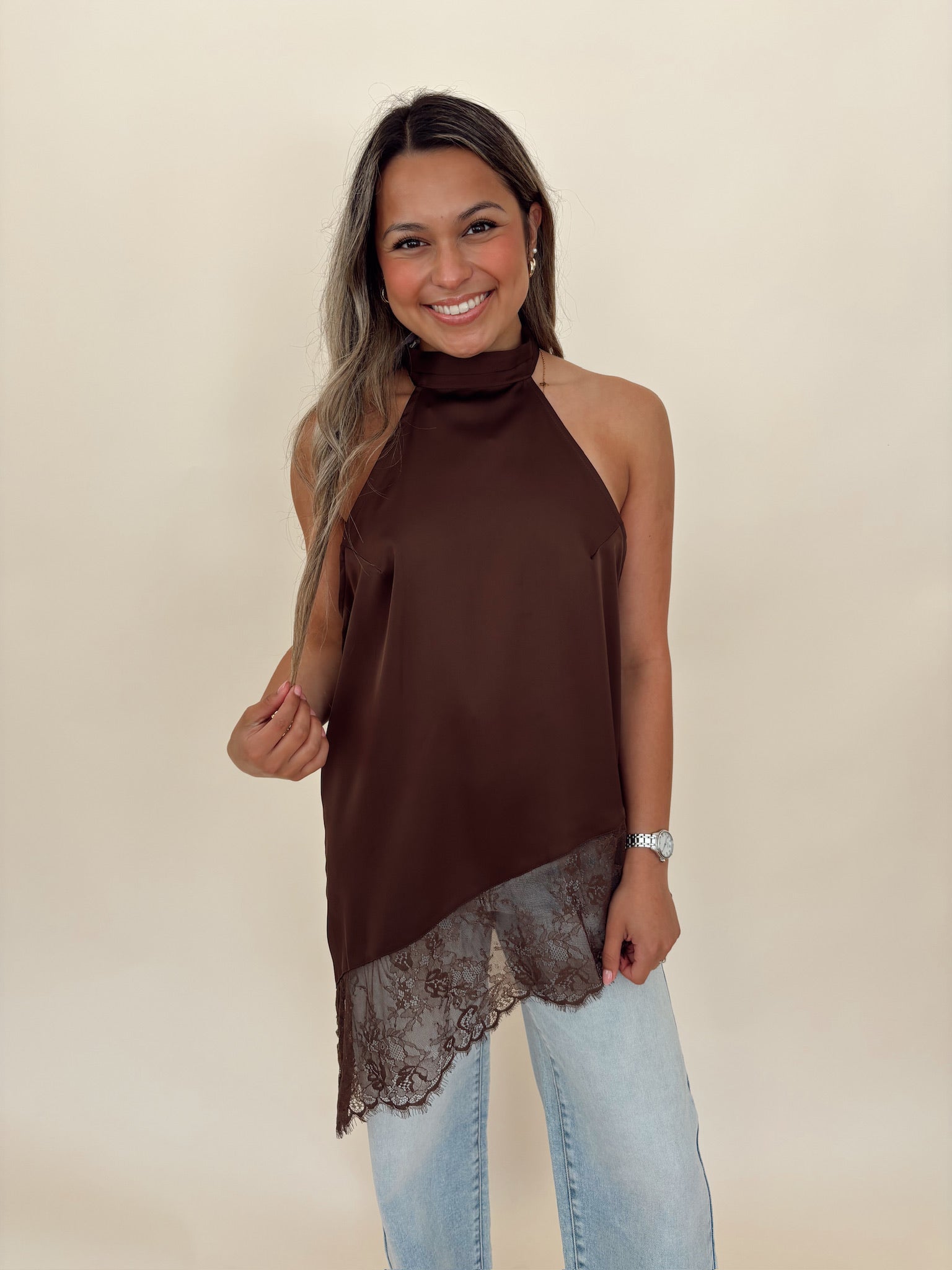 Asymmetric Lace Camisole Top