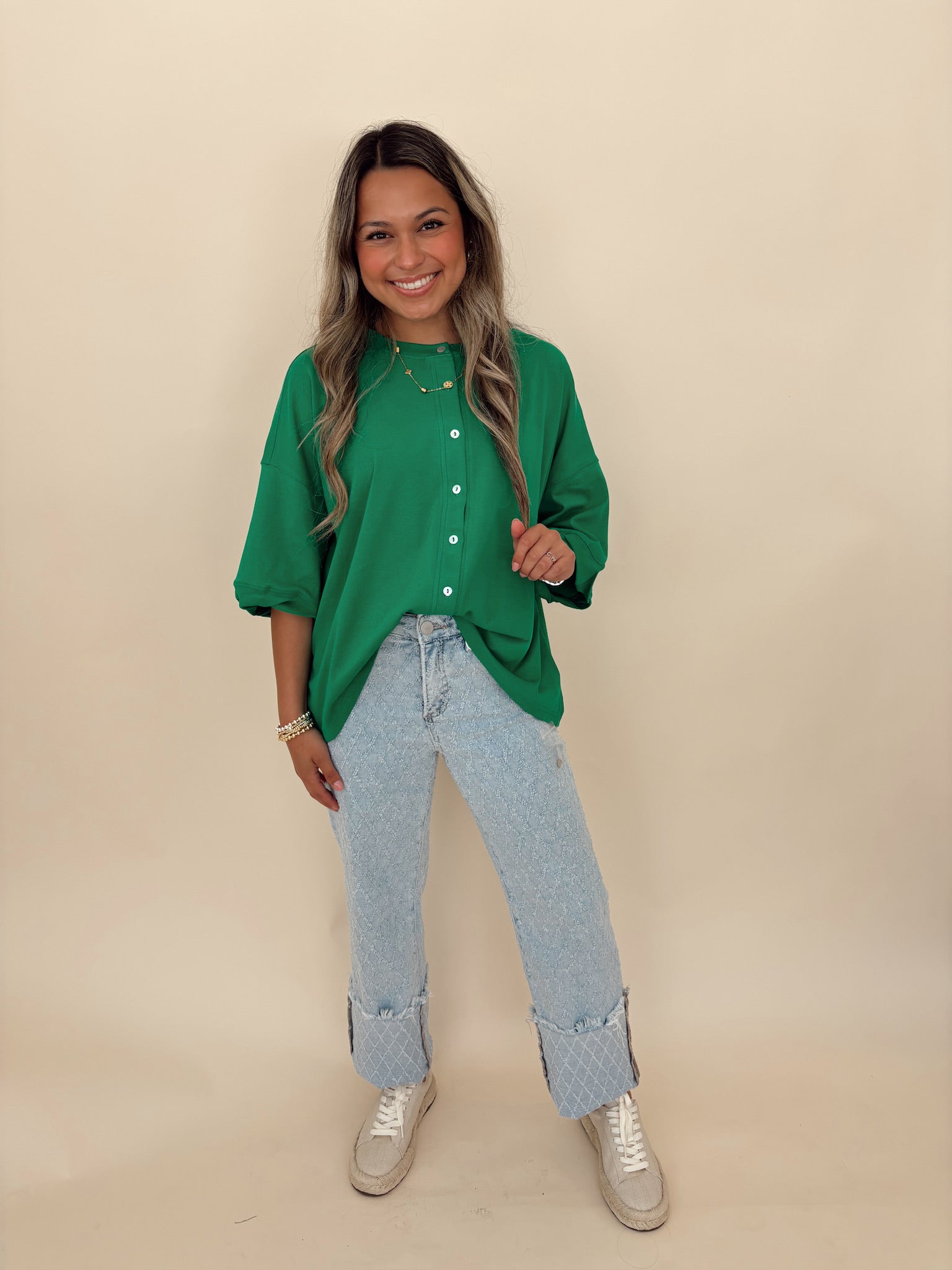 Kelly Green Lightweight Knit Top